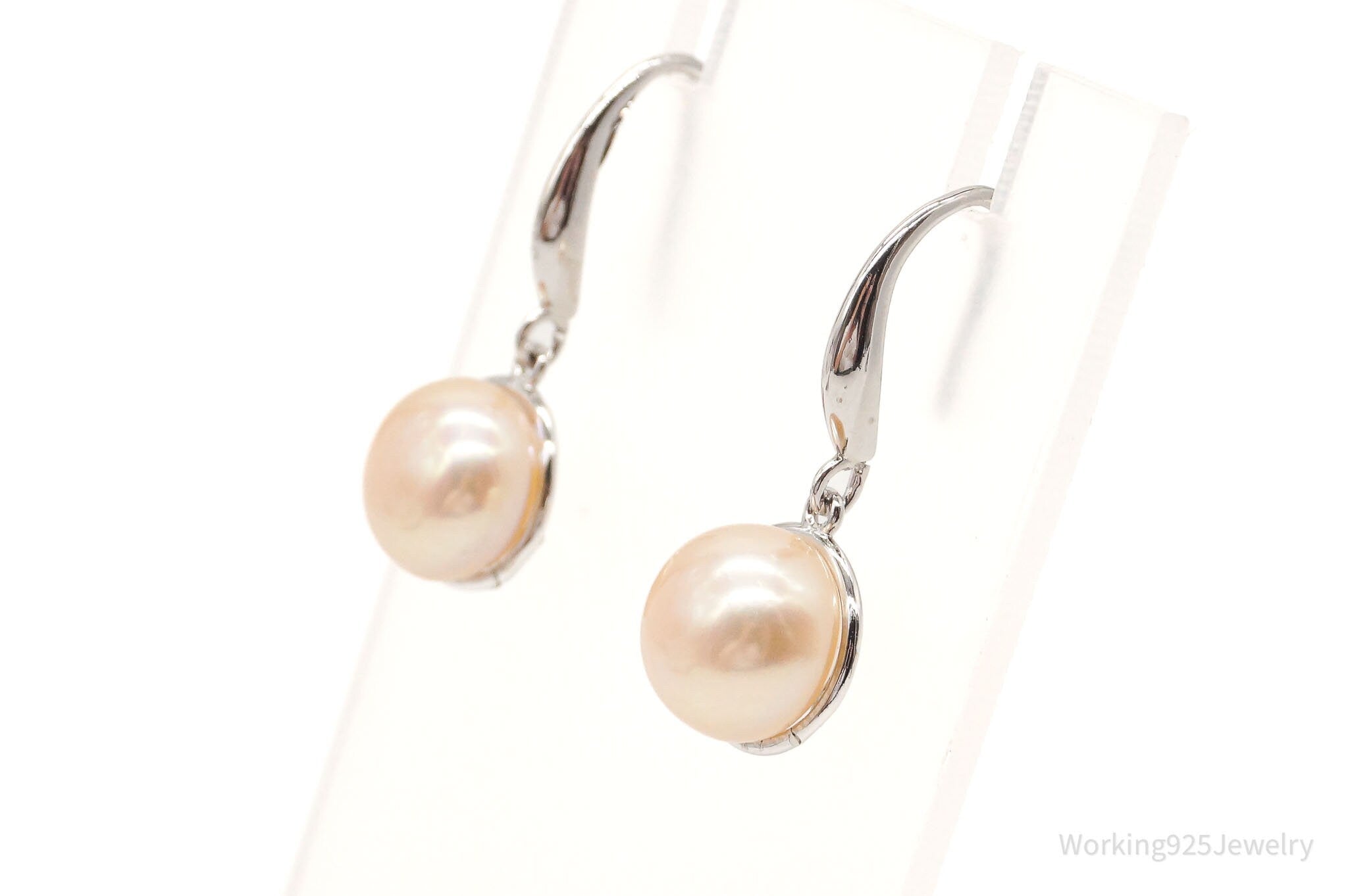 Vintage Pearl Sterling Silver Dangle Earrings