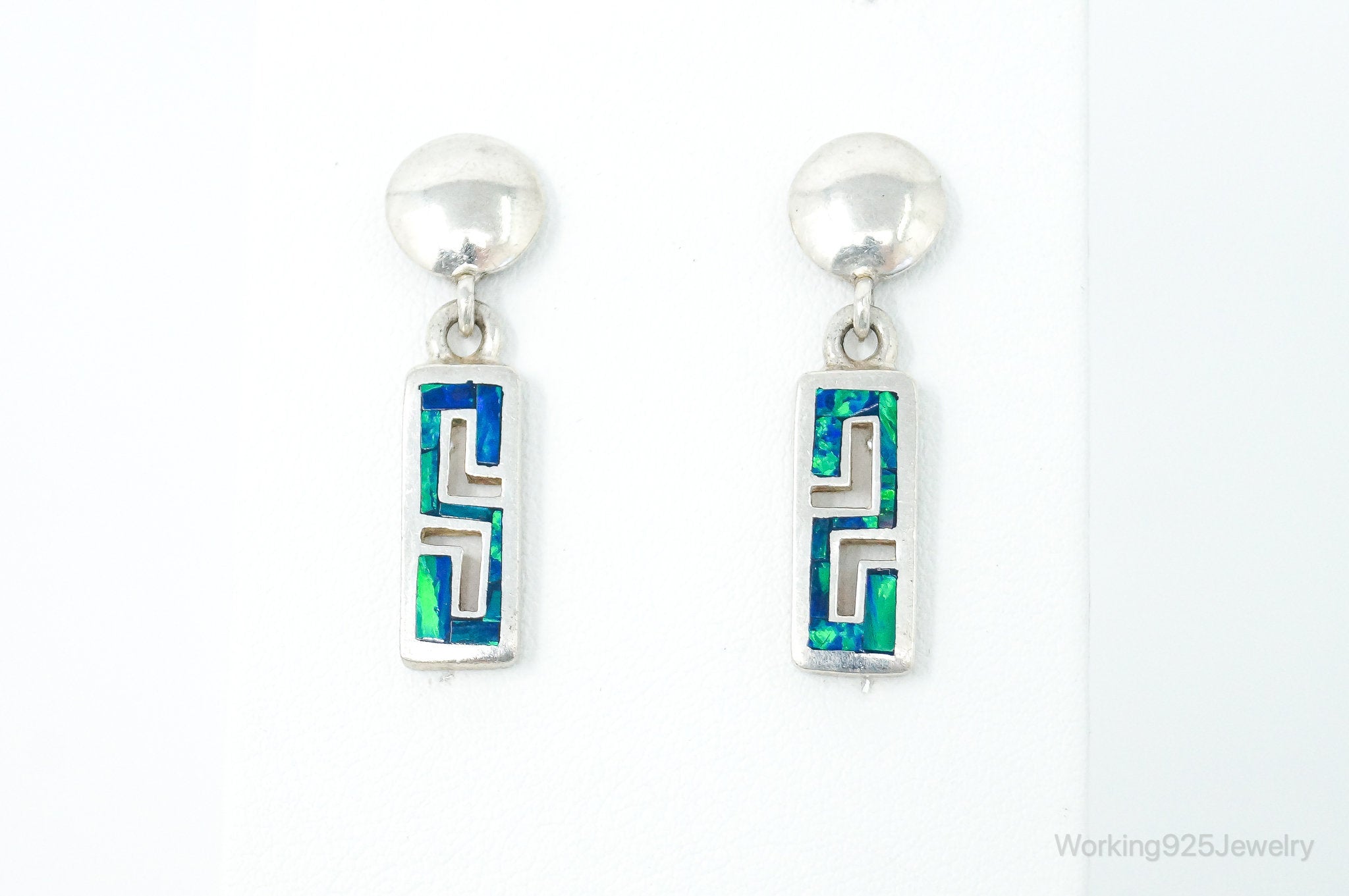 Vintage Mexico Opal Sterling Silver Southwestern Style Earrings