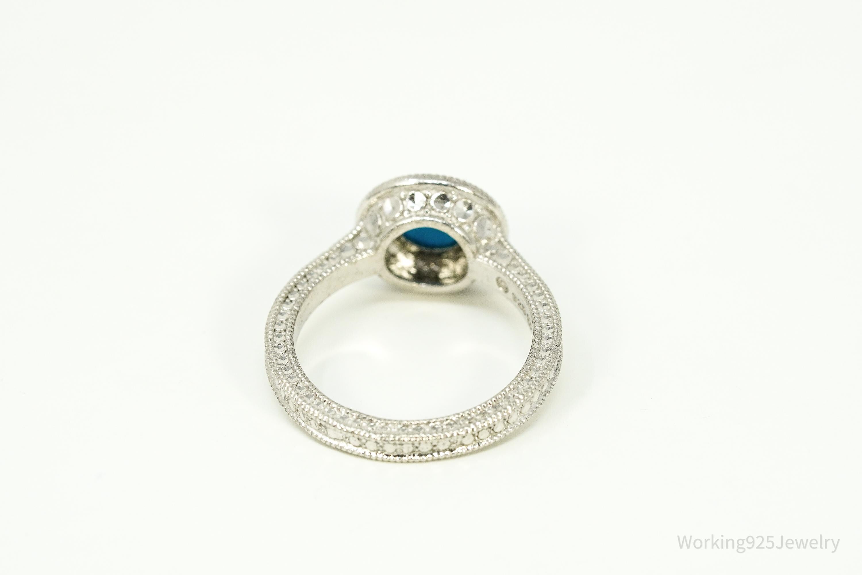 Vintage Blue Turquoise Sterling Silver Ring Size 8