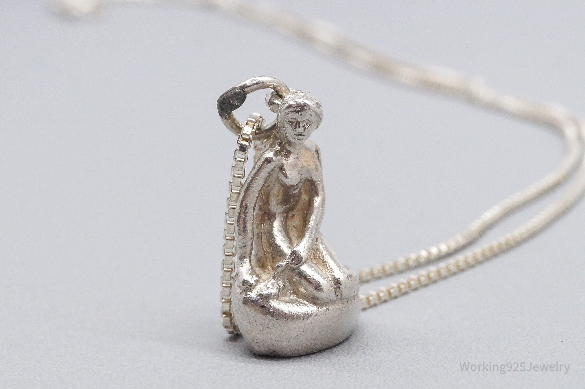 Vintage Denmark Bernard Hertz Lady In The Harbor Sterling Silver Necklace 18"