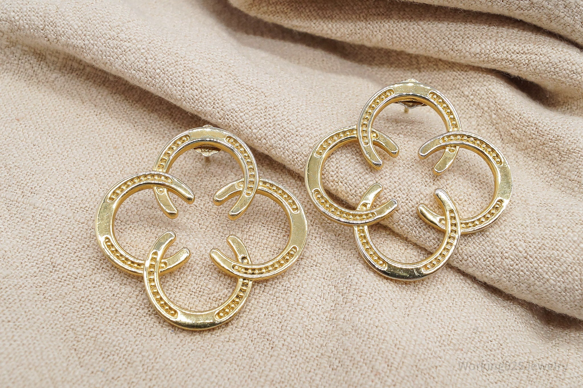 Designer Horseshoes 18K Yellow Gold Over Sterling Silver Earrings