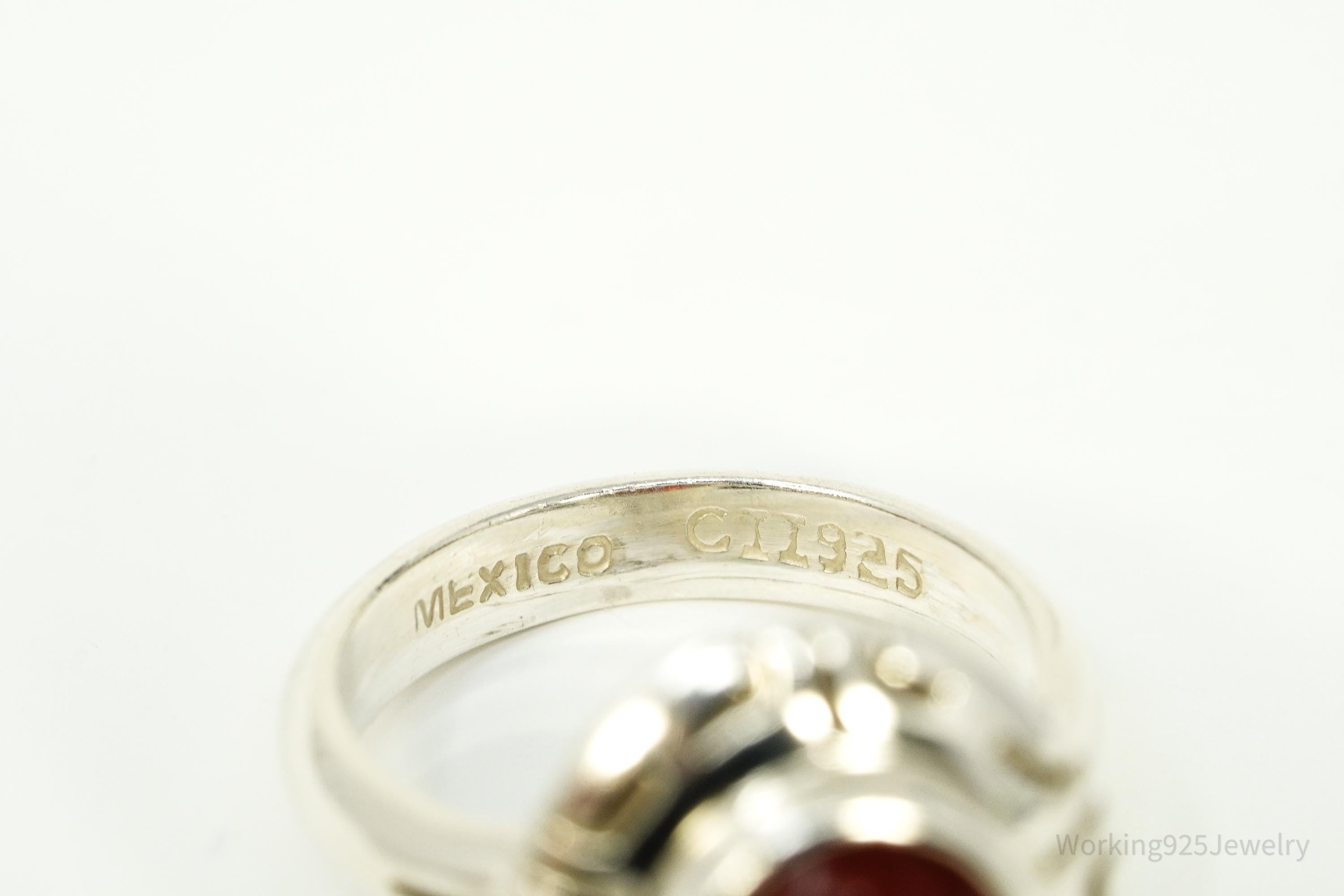 Vintage Mexico CII Carnelian Sterling Silver Ring Size 8