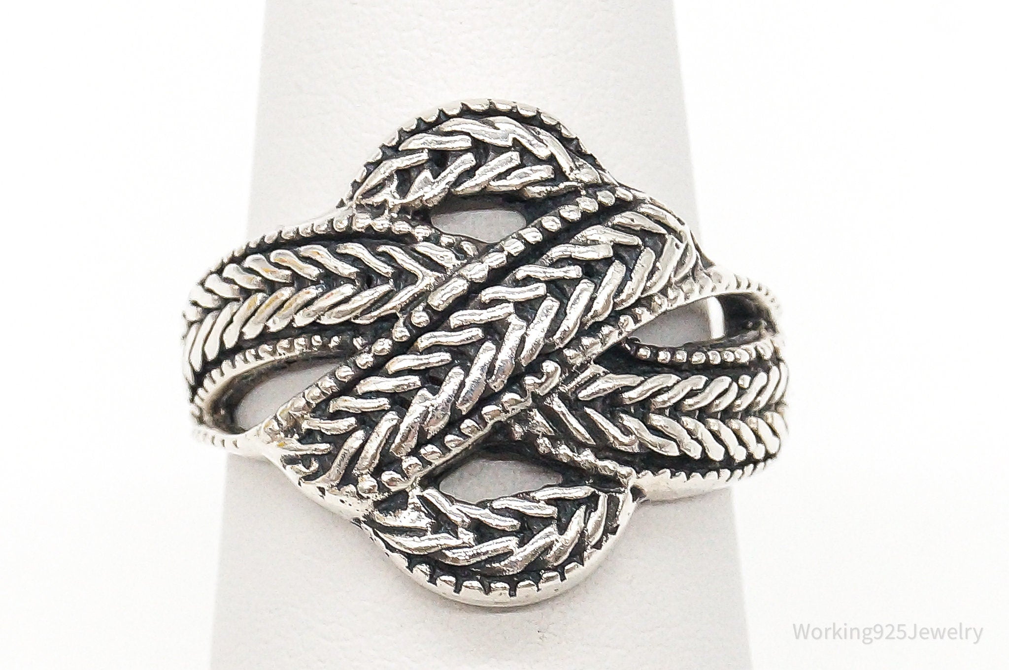 Vintage Rope Knot Sterling Silver Ring - Size 6.25