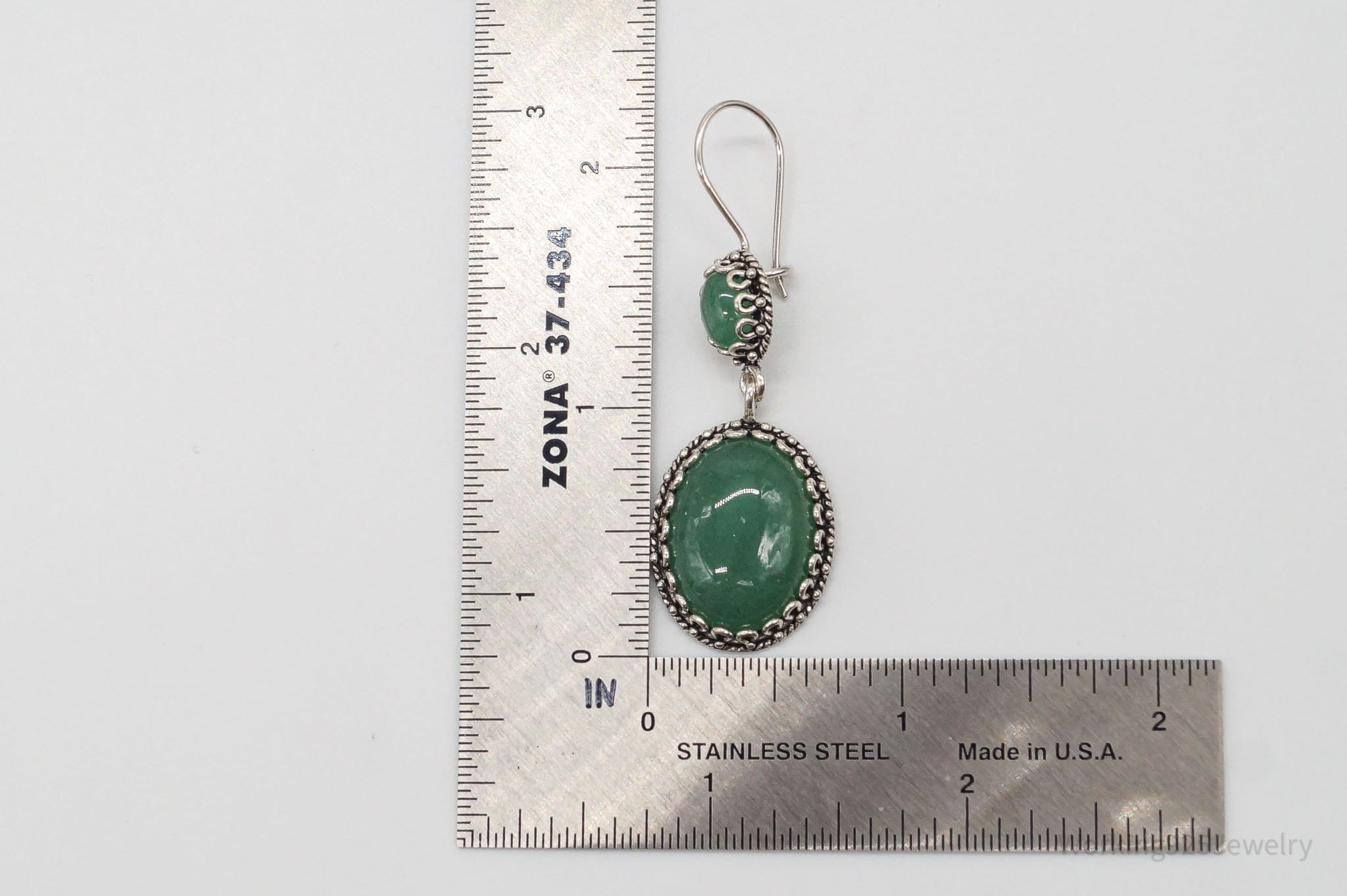 Vintage Turkey Designer DGS Green Aventurine Sterling Silver Earrings