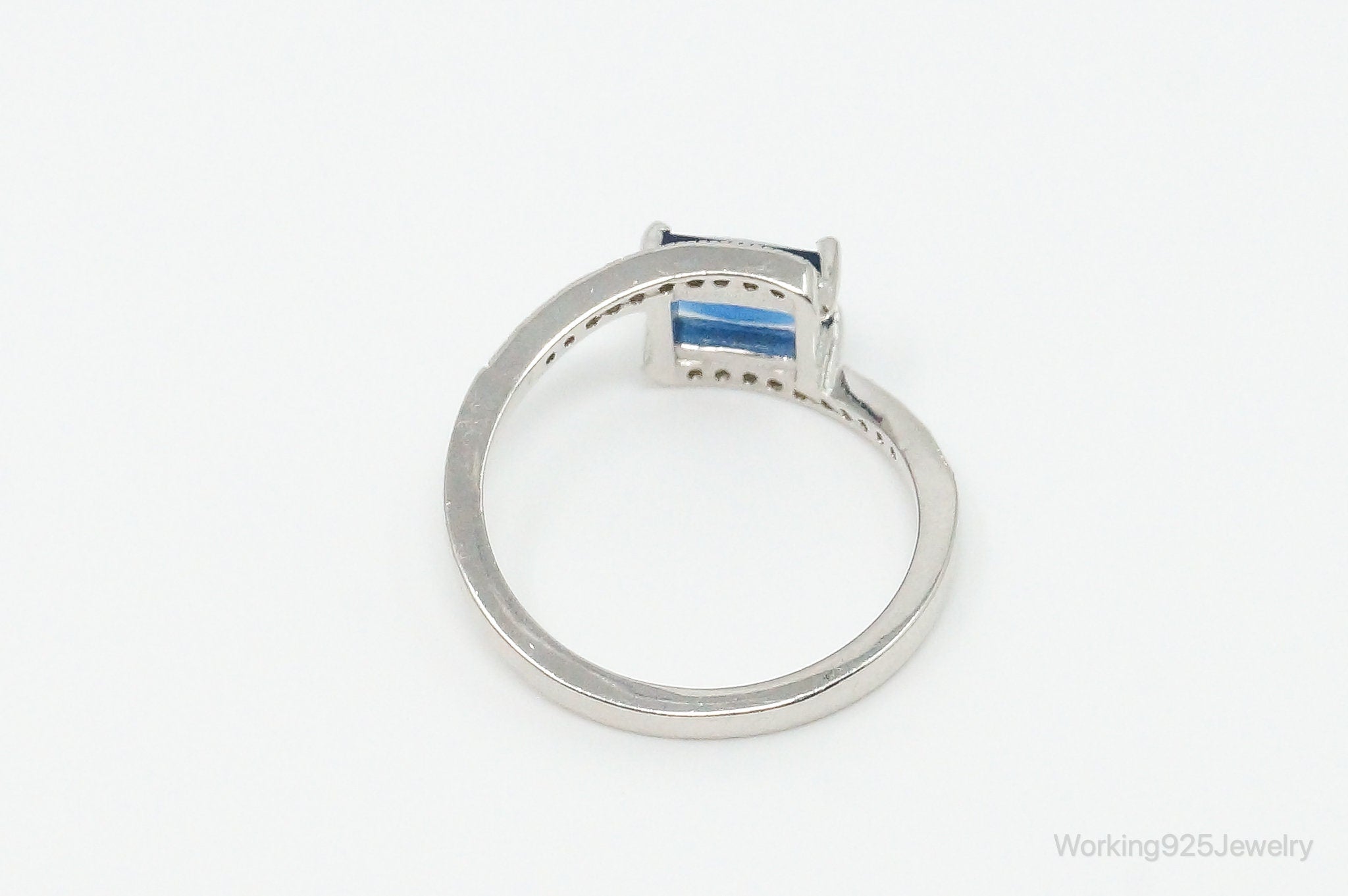 Lab Sapphire Cubic Zirconia Sterling Silver Ring - Size 6.75