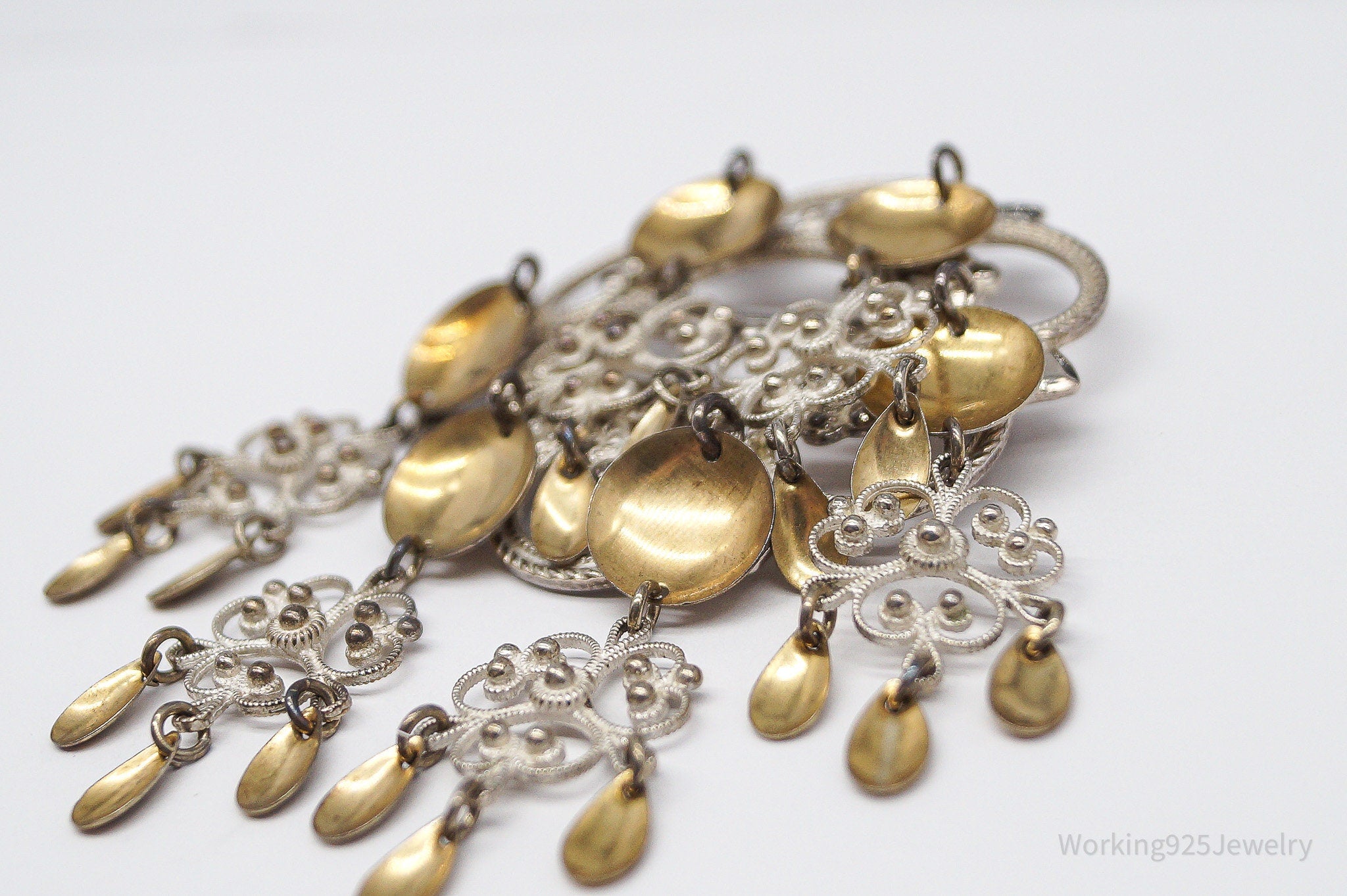 Large Vintage Norwegian Ivar T Holth Solje Modernist 830S Silver Brooch Pin