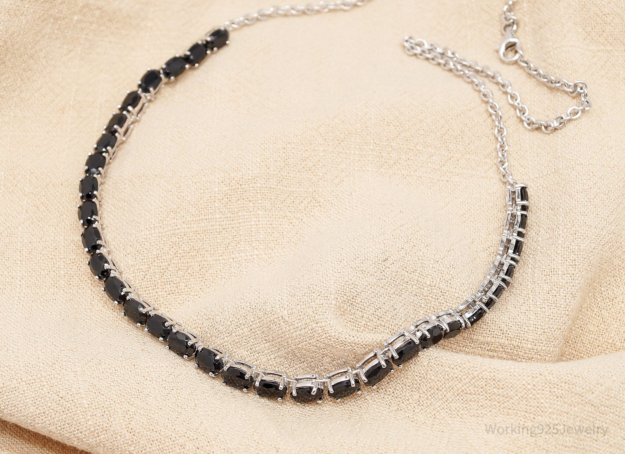 JTV Designer TGGC Black Spinel Sterling Silver Necklace 18"