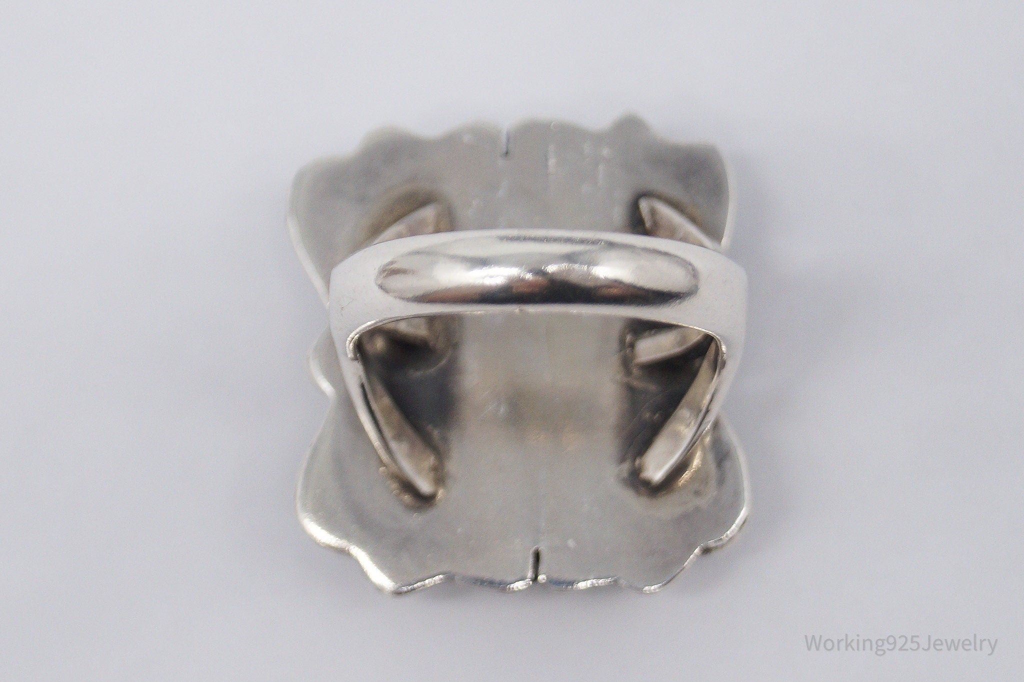 Vintage Handmade Native American Turquoise Unsigned Silver Ring - Size 6.75