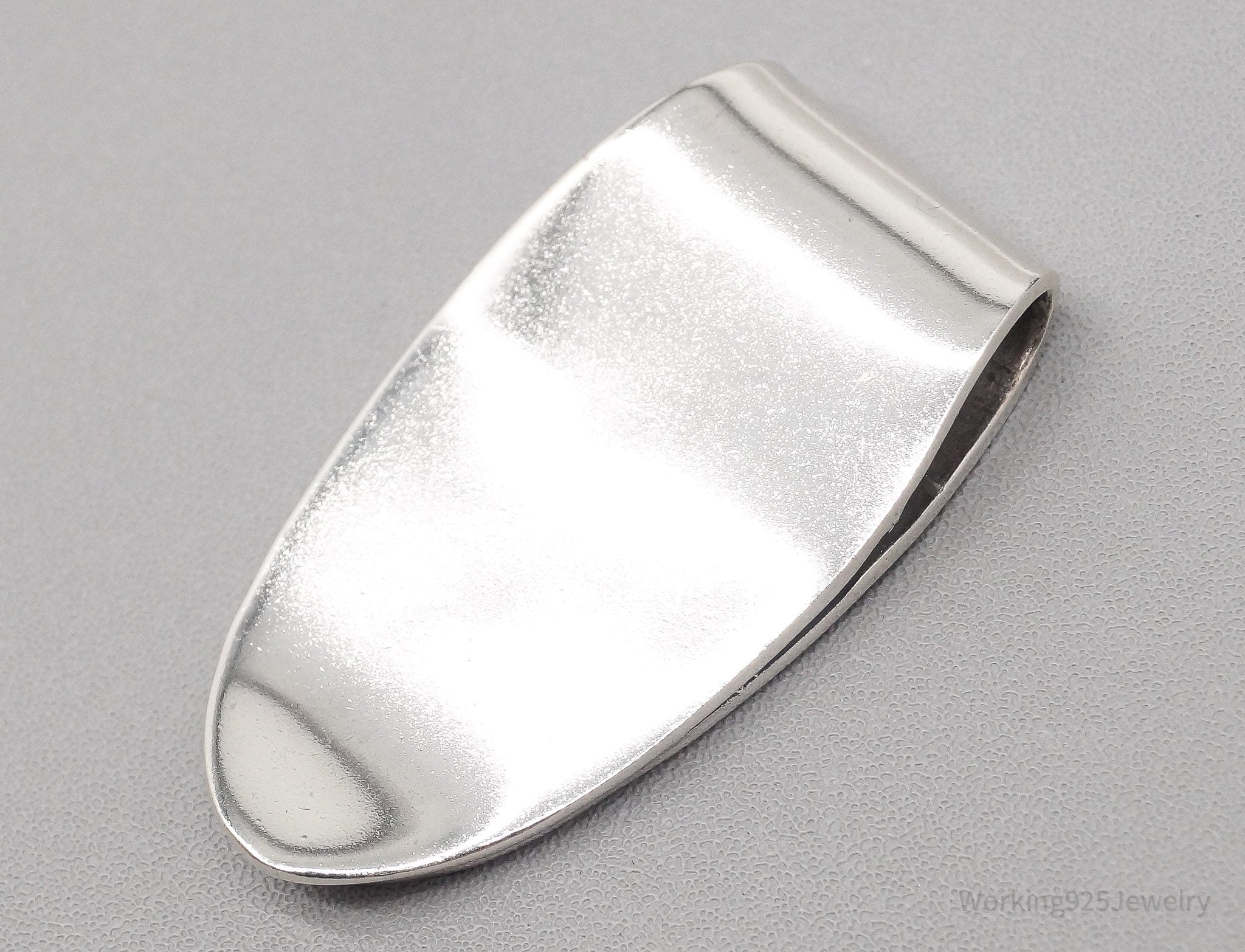 Vintage Mid Century Modernist Style Sterling Silver Money Tie Money Clip