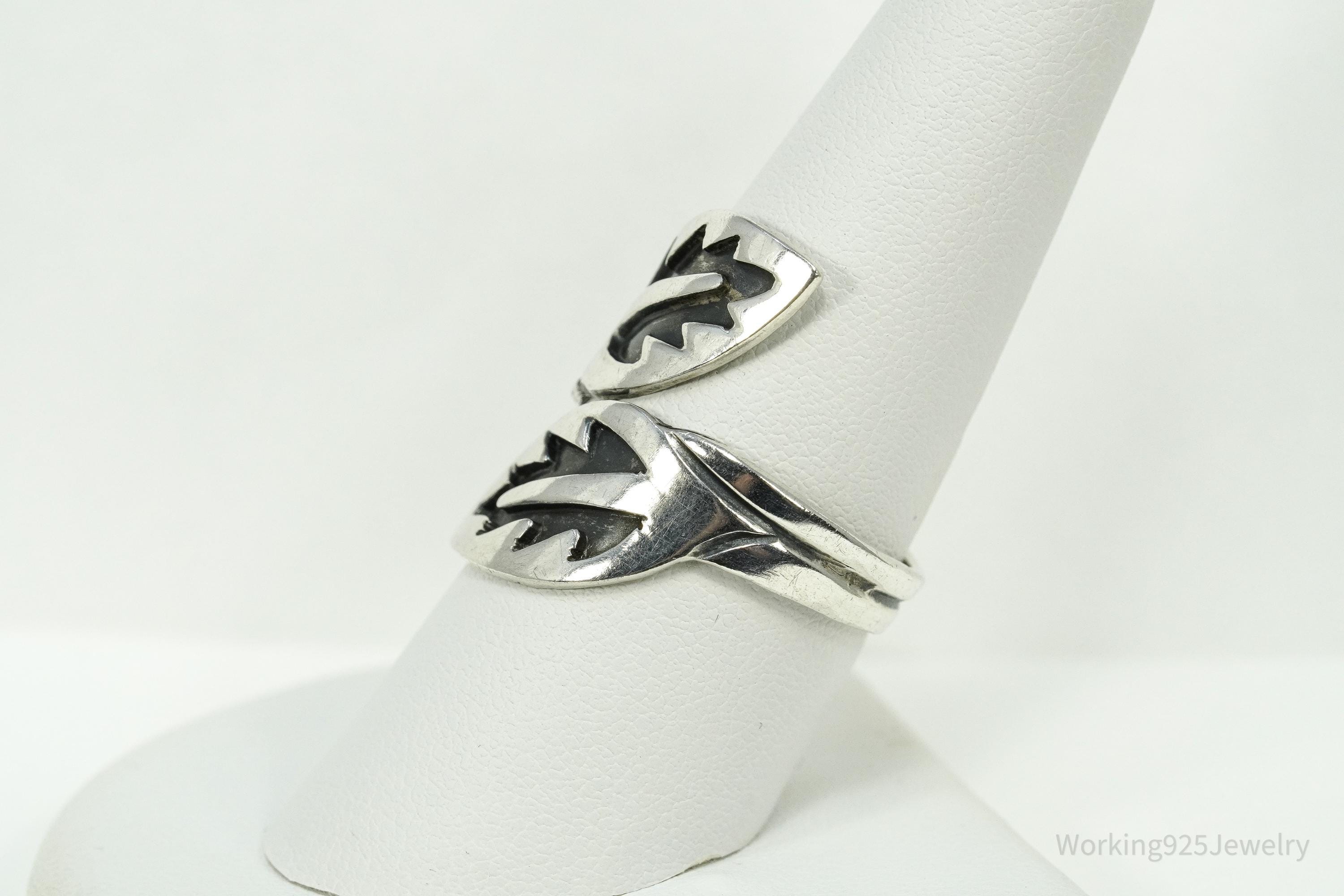 RARE Vintage Mexico Modernist Los Ballesteros Sterling Silver Wrap Ring - Size 9.25