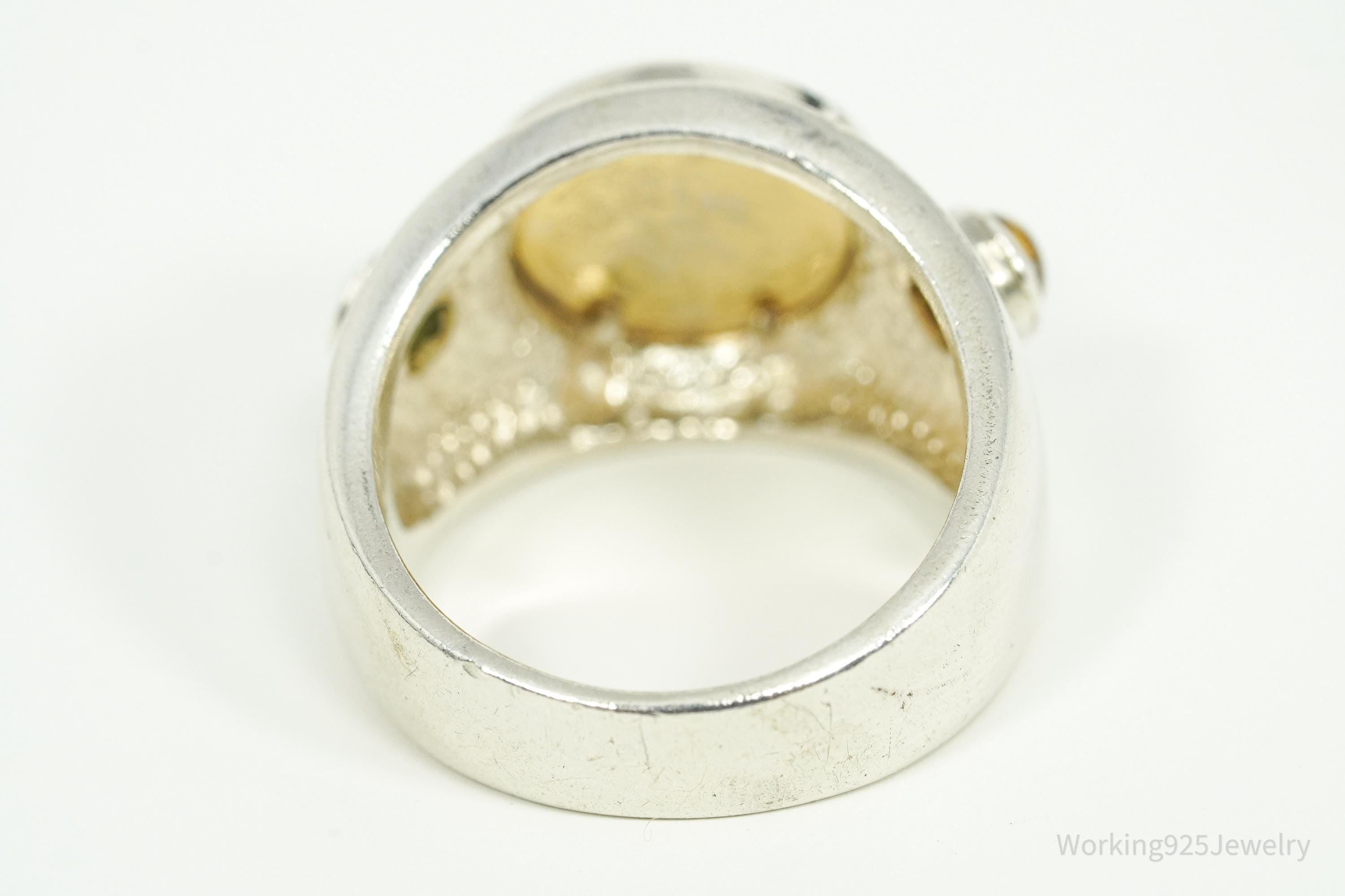 Vintage 1988 Queen Elizabeth II Isle of Man Coin Sterling Silver Ring - Size 6.75