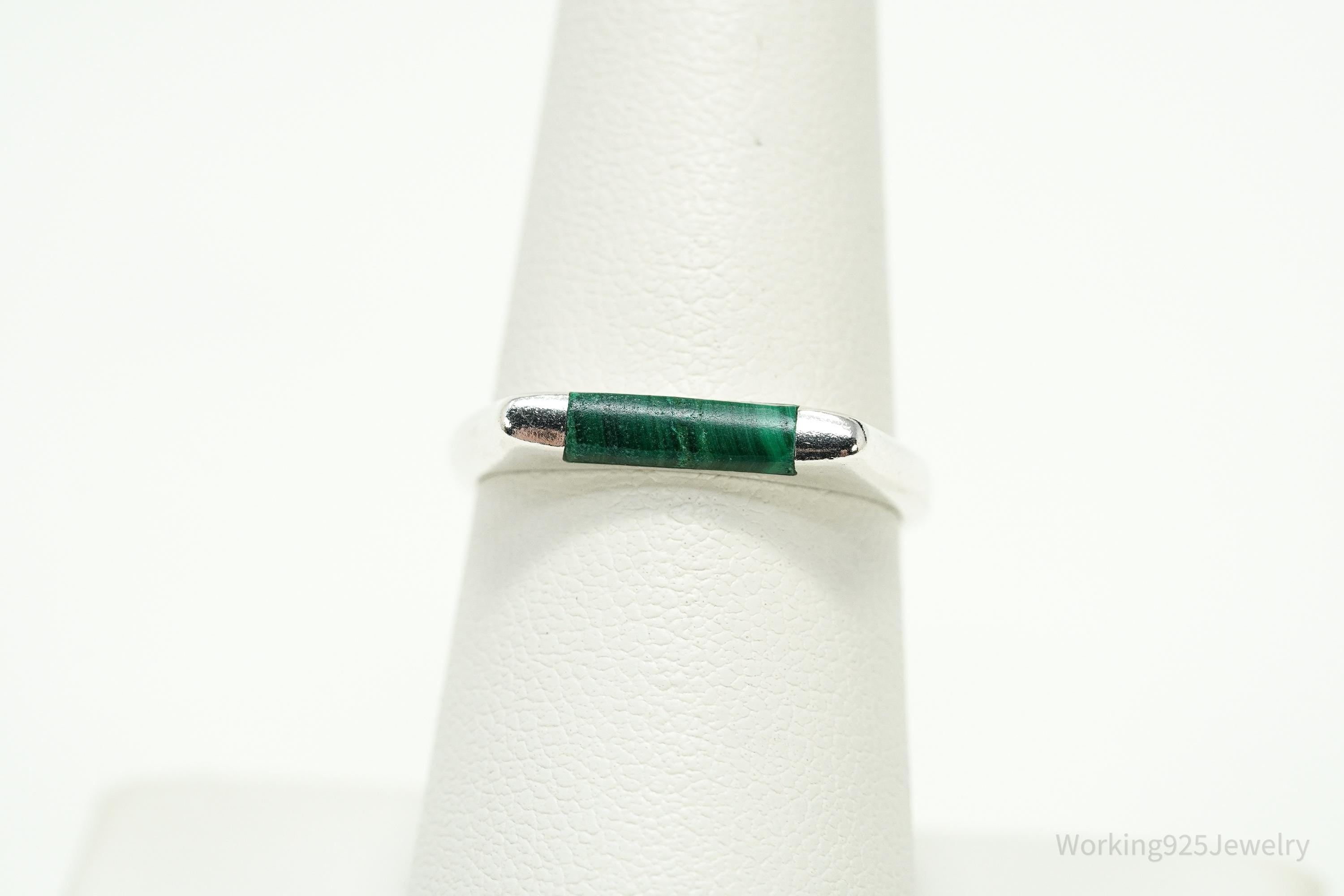 Vintage Malachite Sterling Silver Ring - Size 7