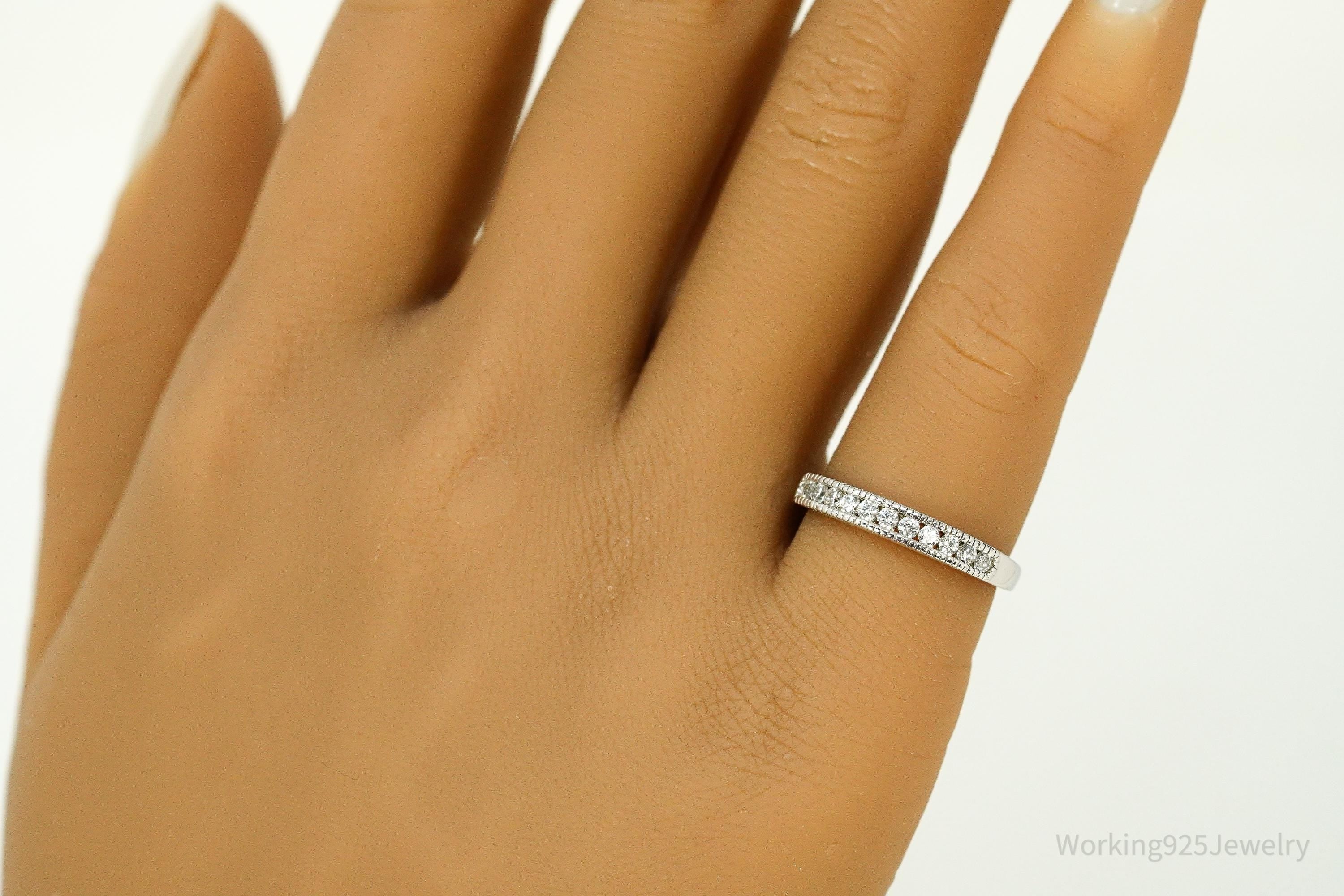 Vintage Cubic Zirconia Sterling Silver Band Ring - Size 6