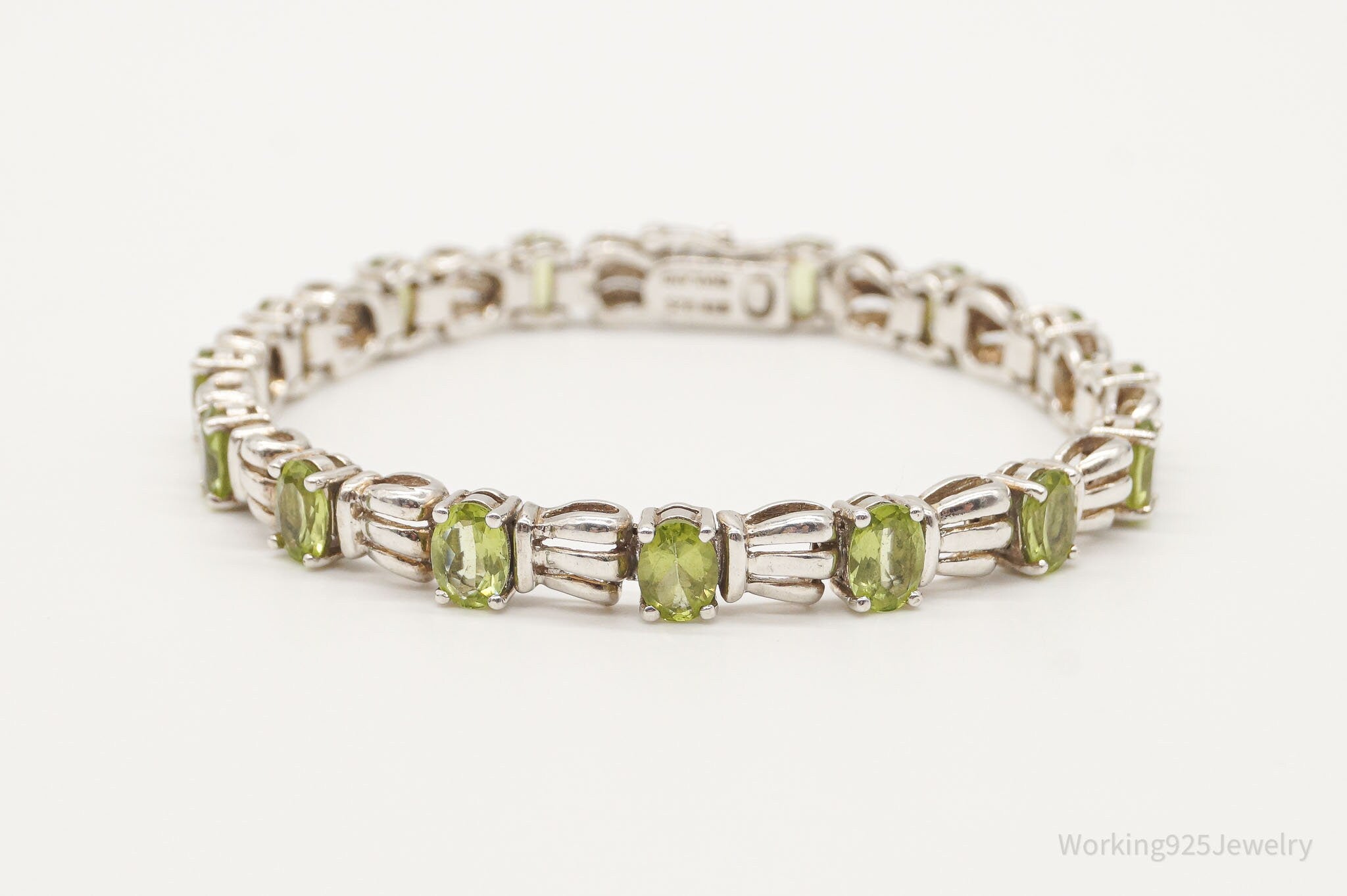 Vintage Peridot Art Deco Sterling Silver Bracelet