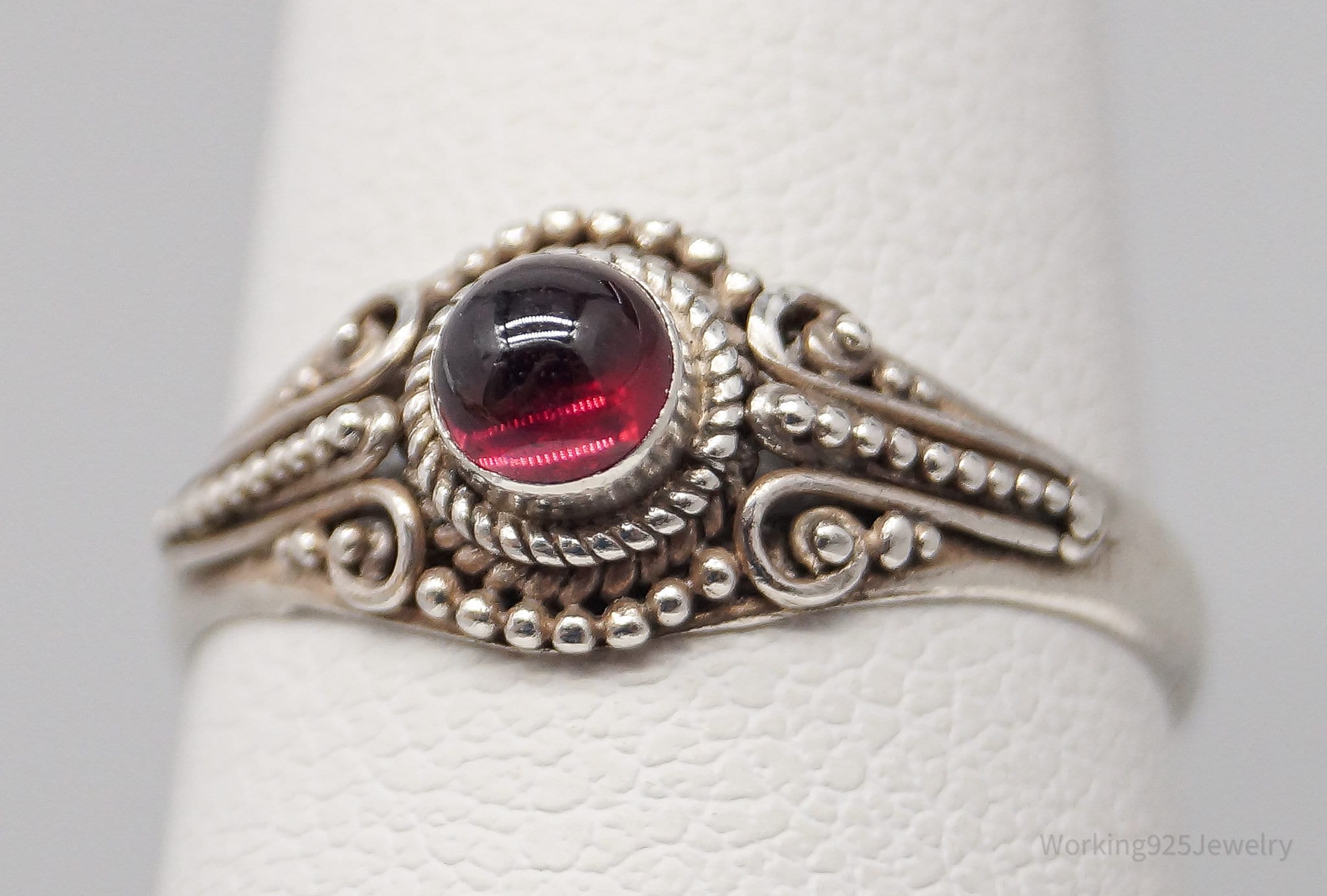 Vintage Rhodolite Garnet Sterling Silver Ring - Size 6