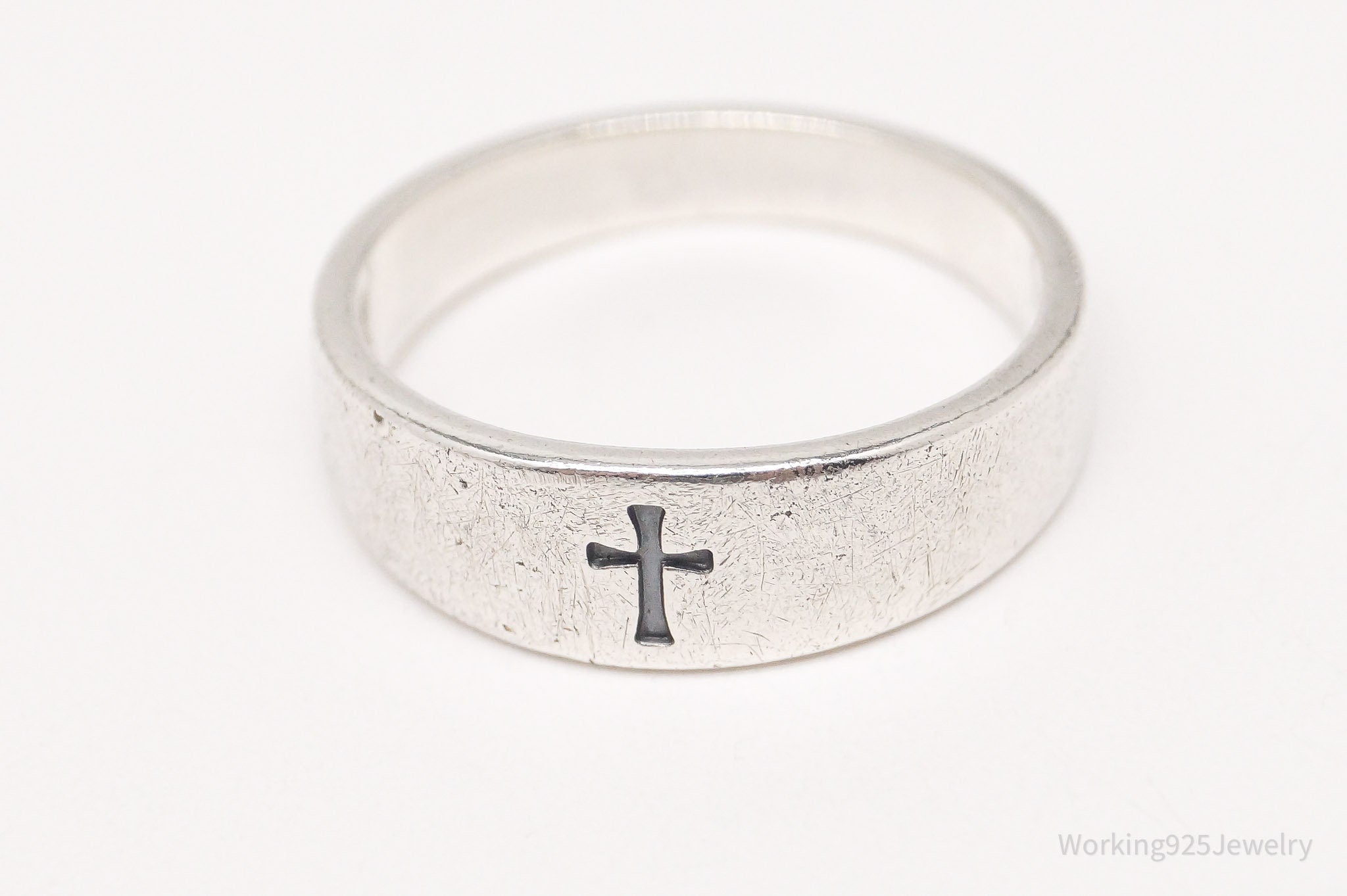 Rare Vintage James Avery Retired Sterling Silver Cross Band Ring - Size 5.5