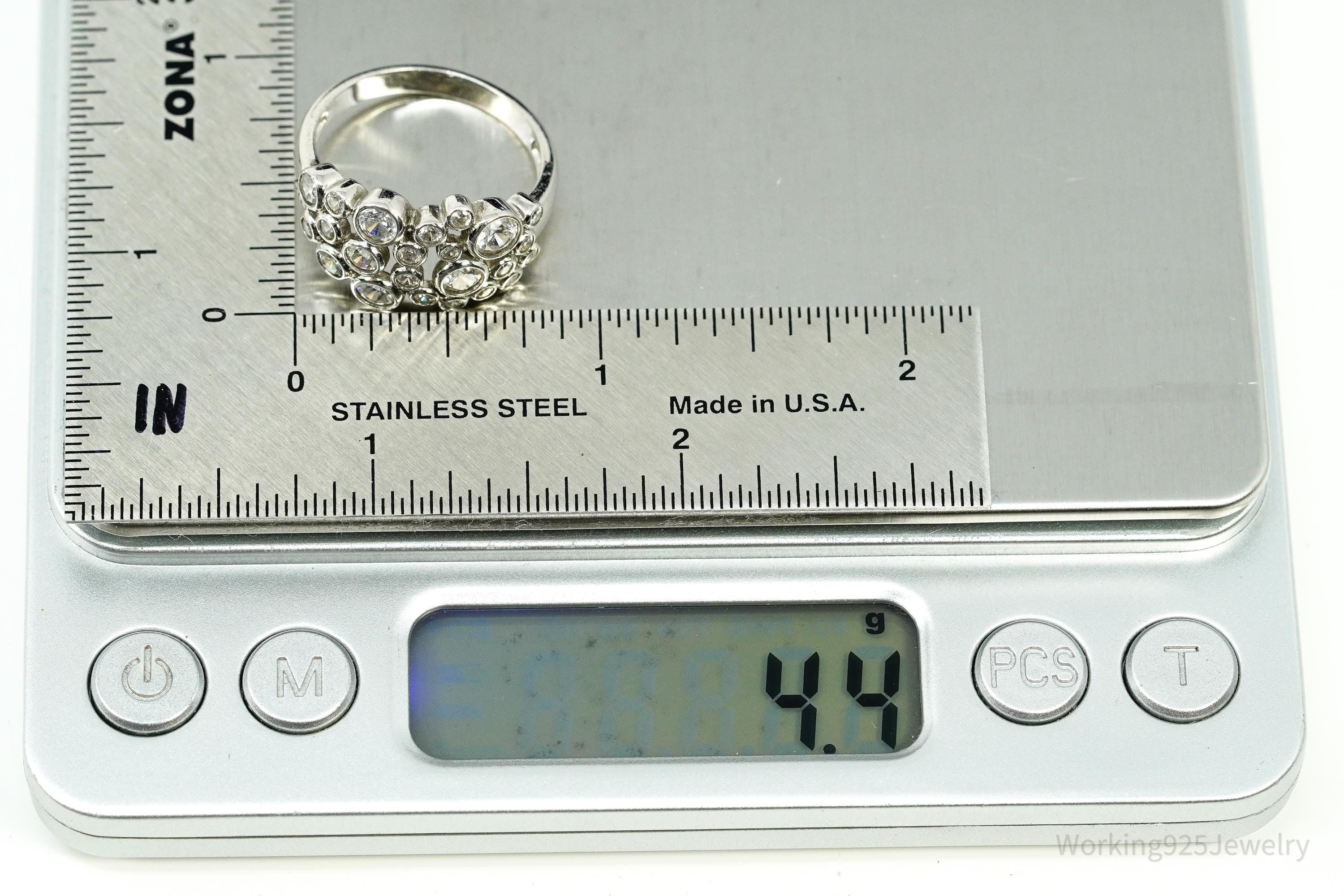 Vintage Cubic Zirconia Sterling Silver Ring - Size 9