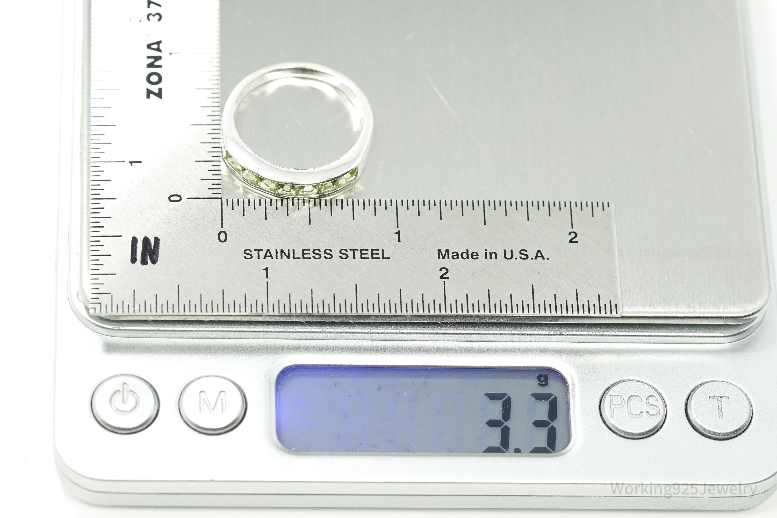 Vintage Peridot Sterling Silver Ring - Size 9