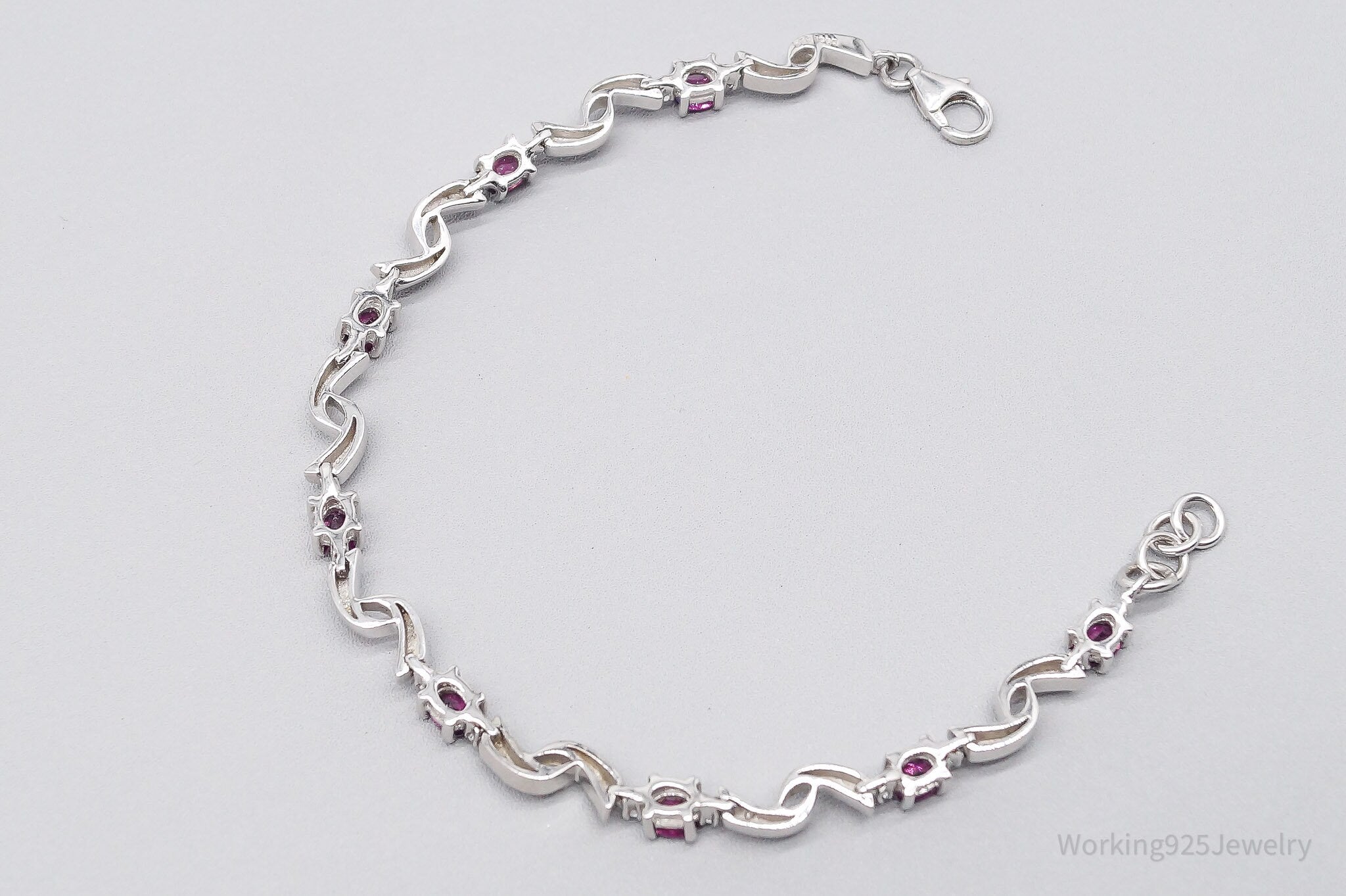 JTV TGGC Pink Tourmaline & White Topaz Sterling Silver Bracelet 8"