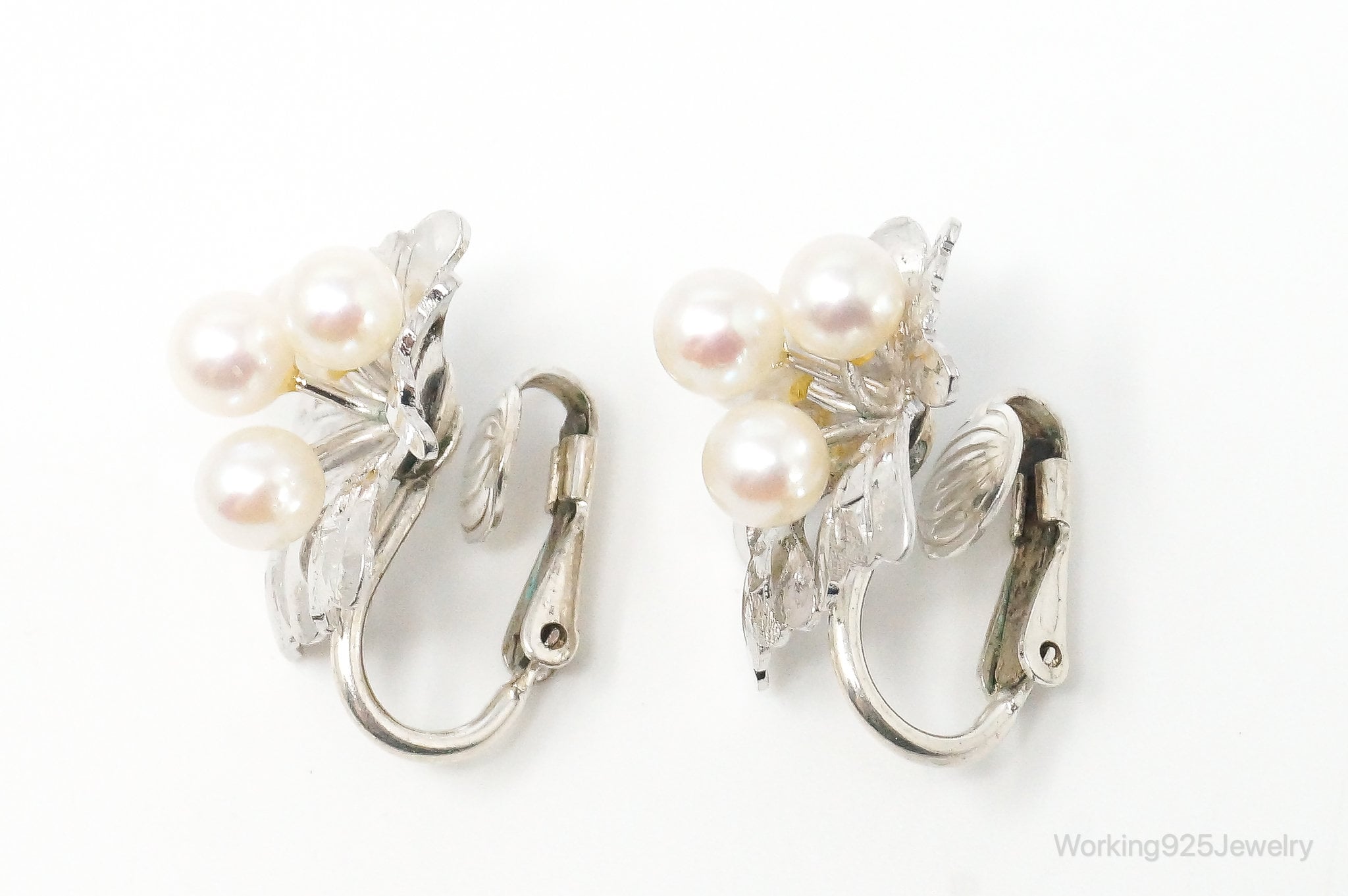 Vintage Pearl Sterling Silver Lever Back Earrings