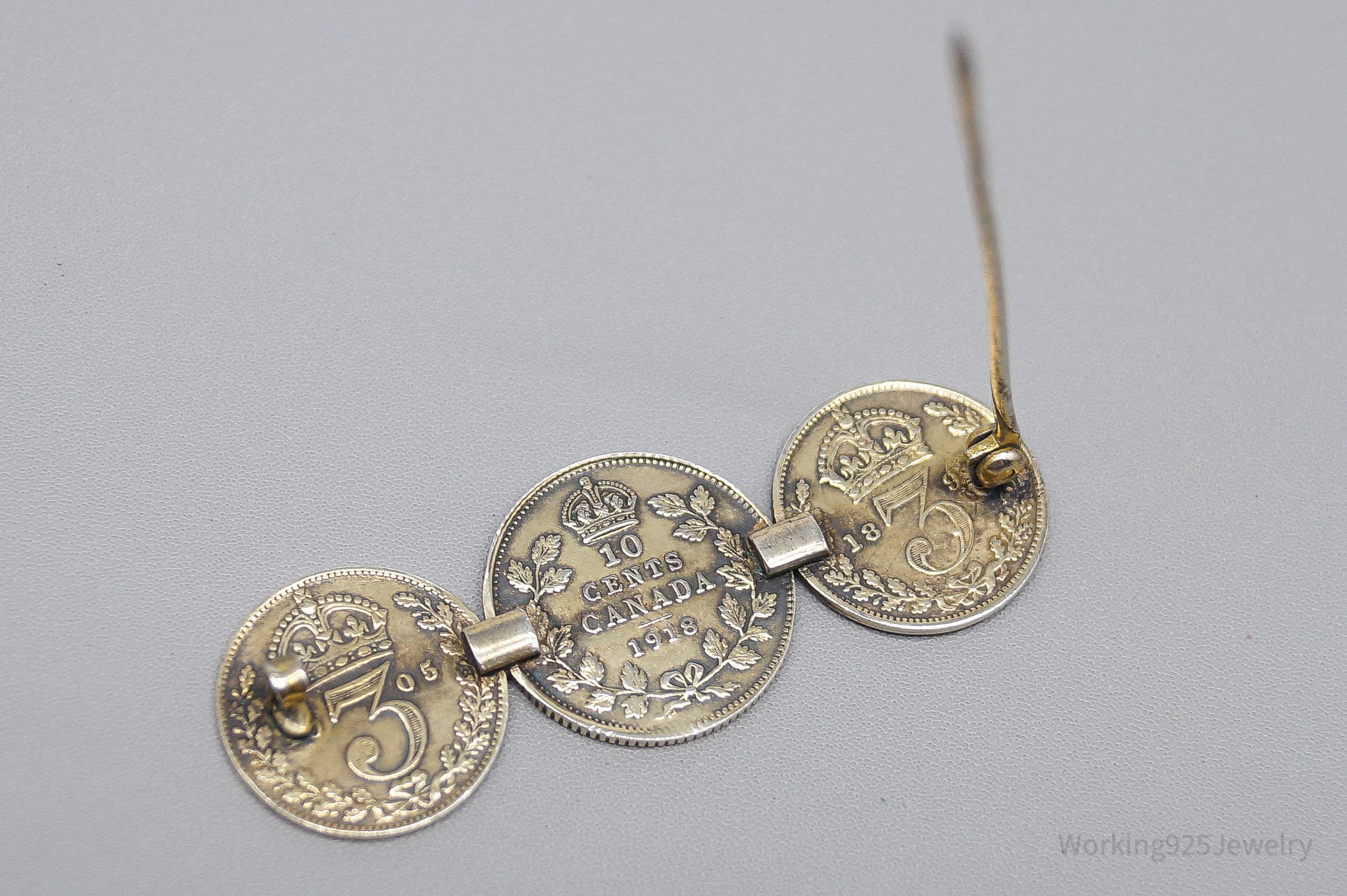 Antique Coins Silver Brooch Pin