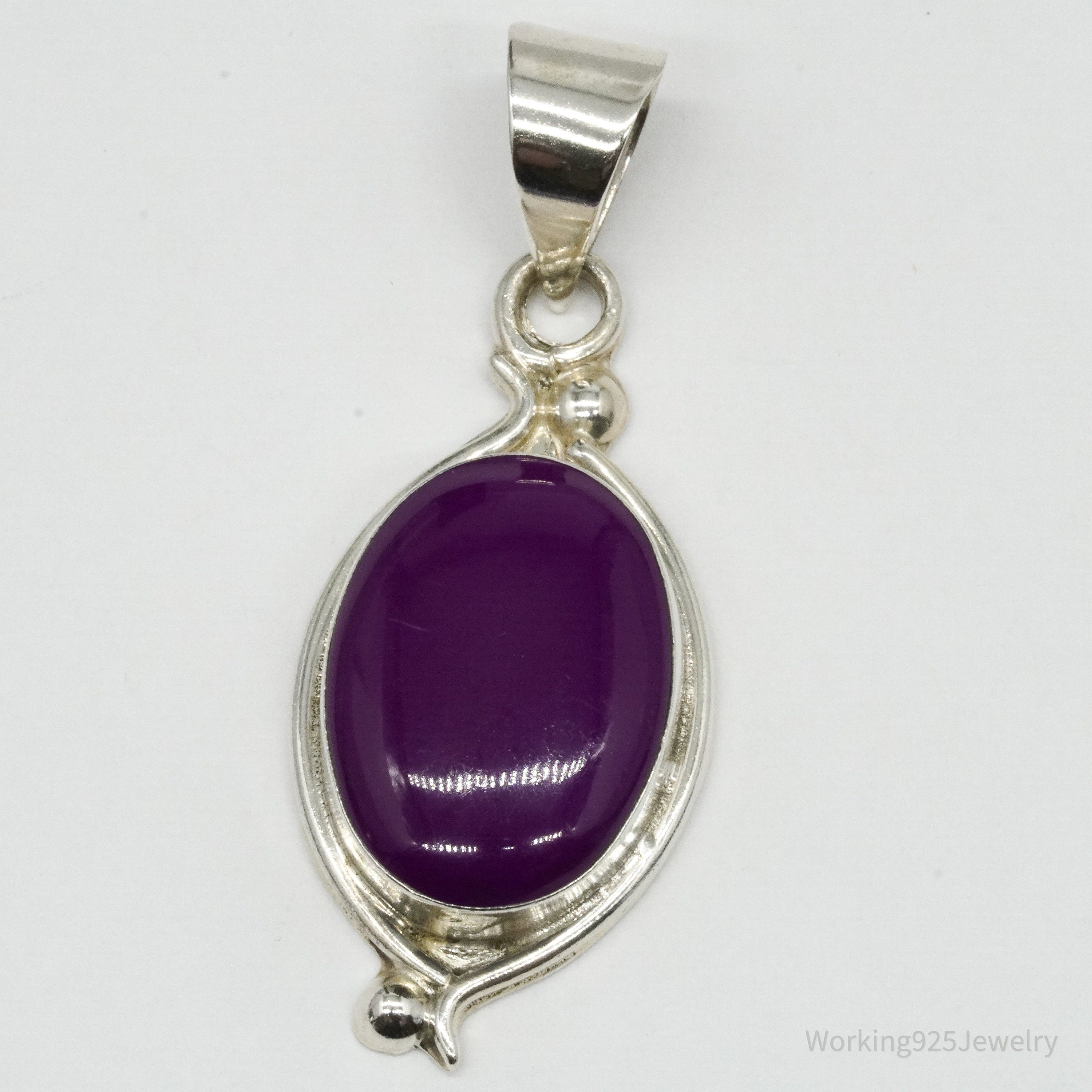Vintage Large Mexico Modernist Sugilite Sterling Silver Pendant 2 5/16"