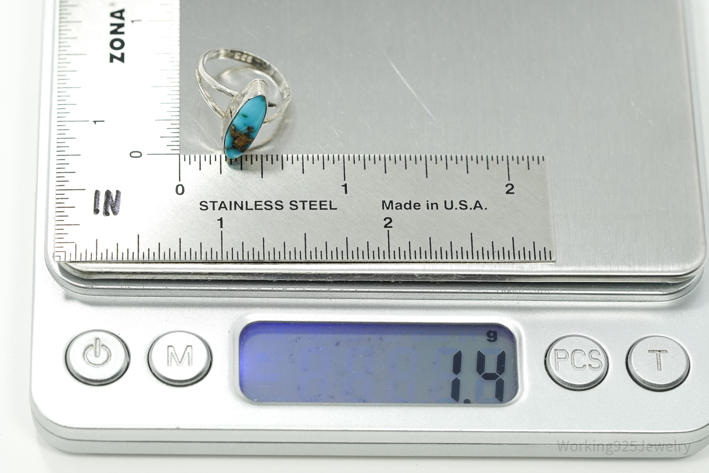 Vintage Native American Turquoise Sterling Silver Ring - Size 2.75