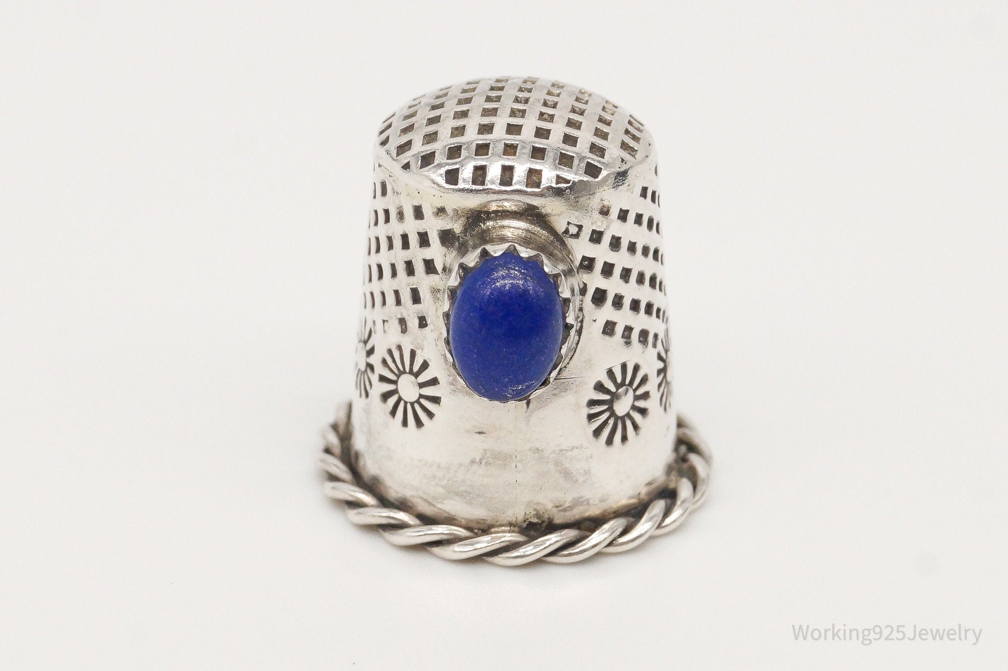 Vintage Native American HT Lapis Lazuli Dome Sterling Silver Thimble