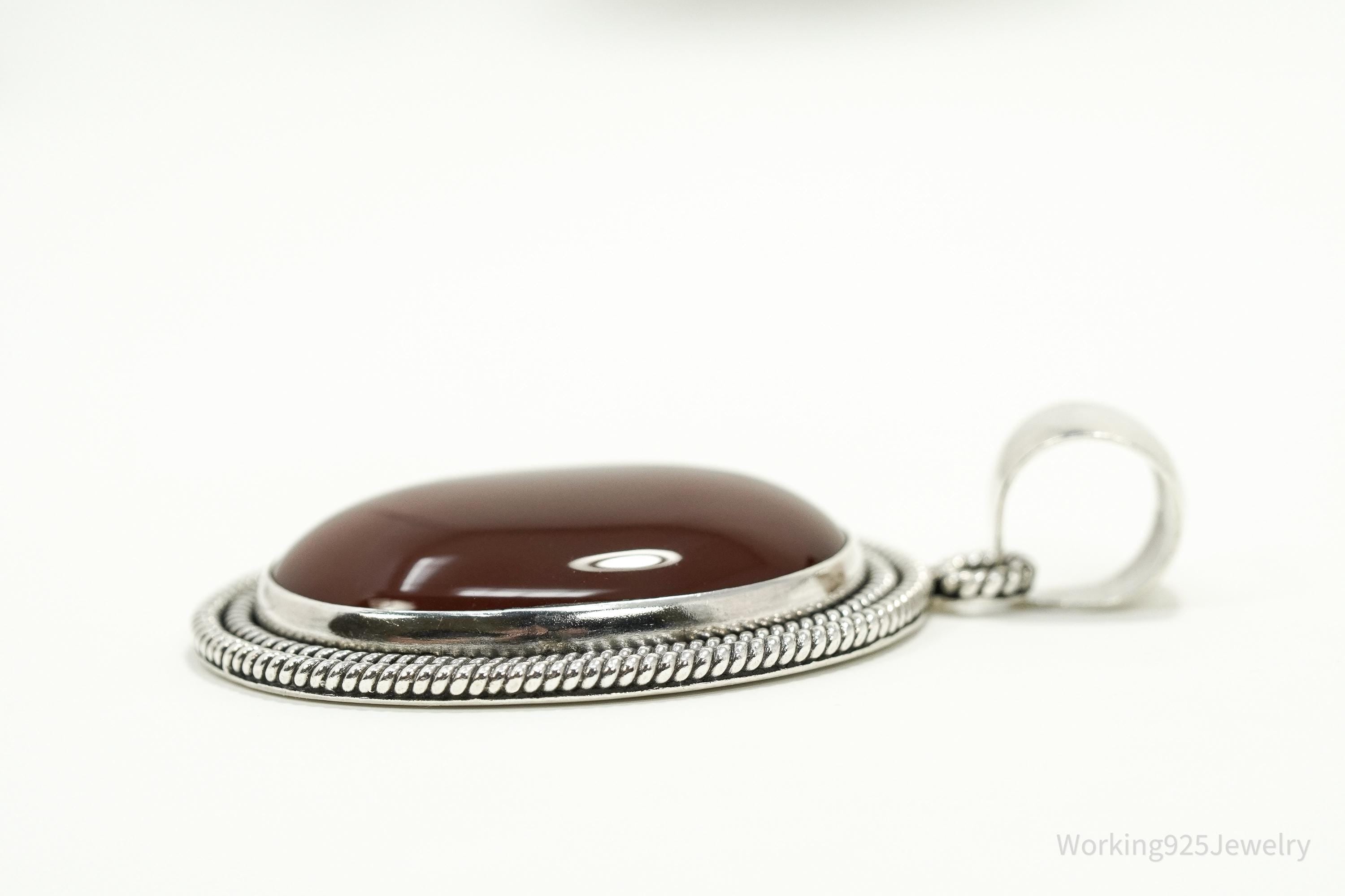 Large Carnelian Sterling Silver Pendant • Vintage BA Suarti Designer Jewelry