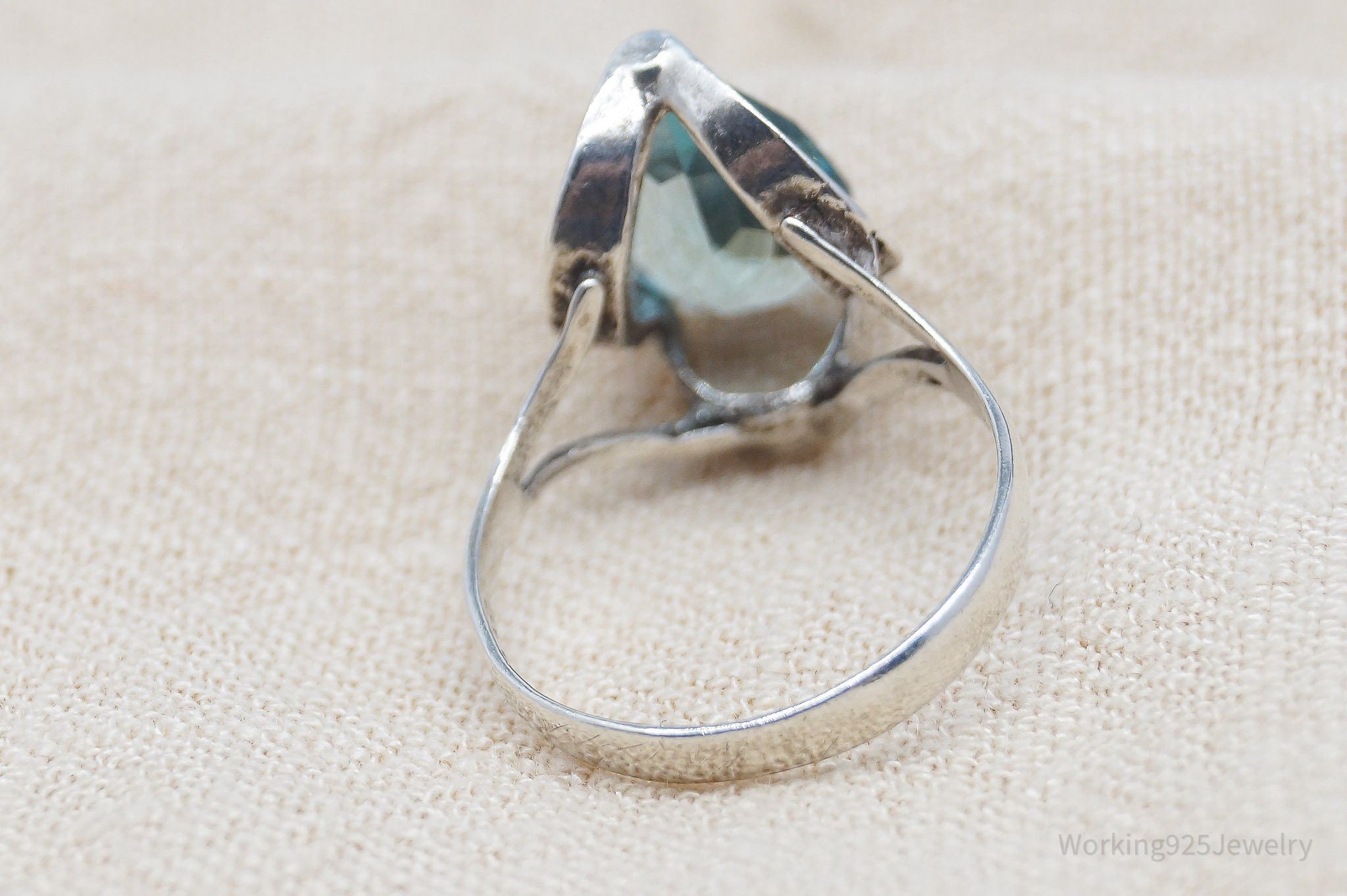 Vintage Blue Topaz Sterling Silver Ring - Size 6.75