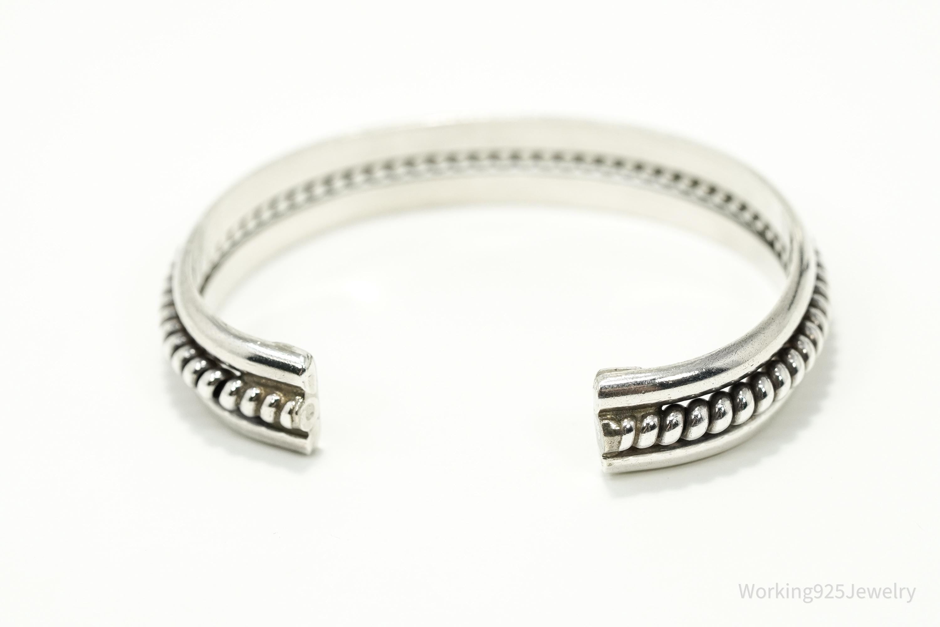 Vintage Native American Tahe Sterling Silver Rope Cable Cuff Bracelet - 6 1/8"