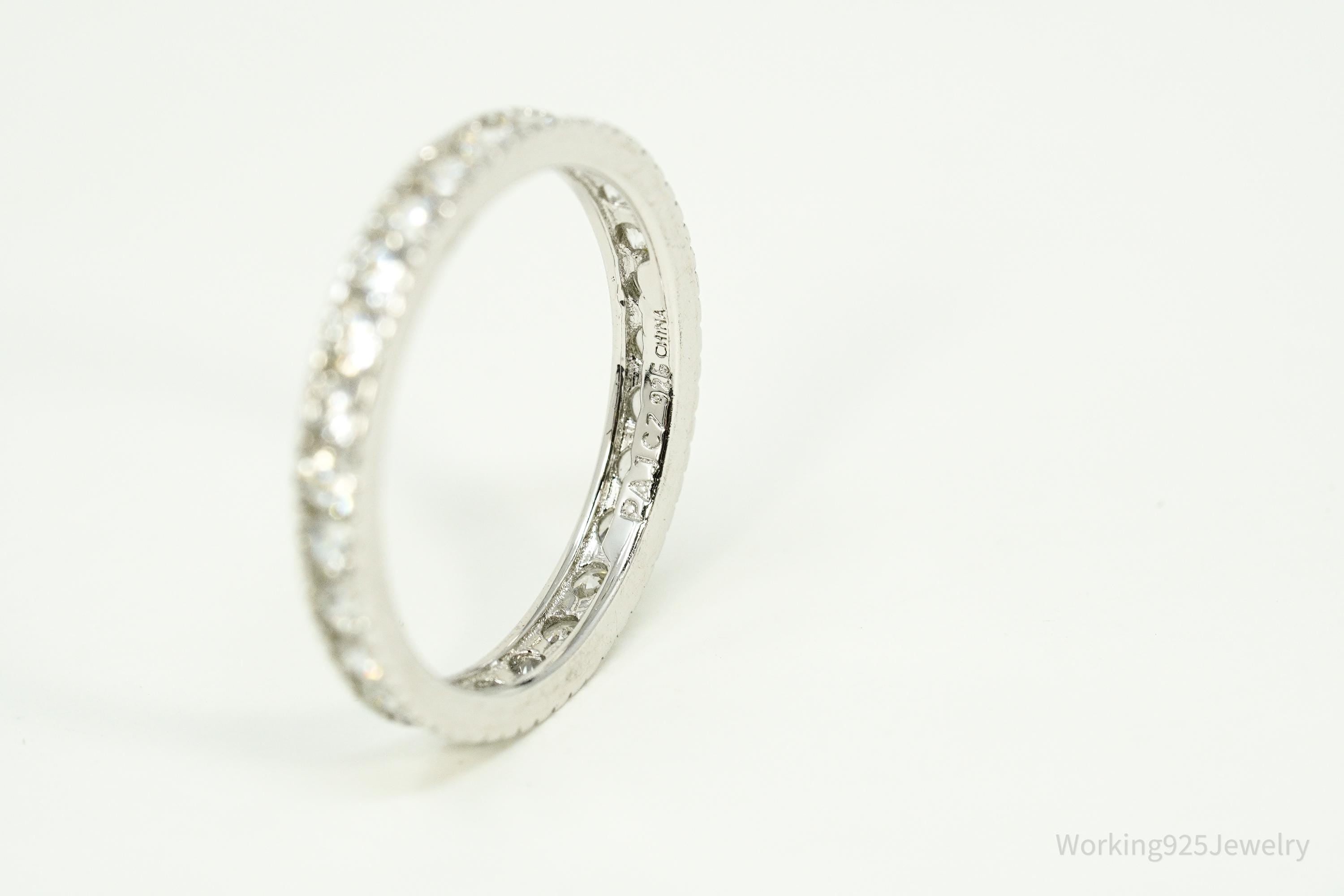 Vintage Cubic Zirconia Sterling Silver Band Ring - Size 6.25