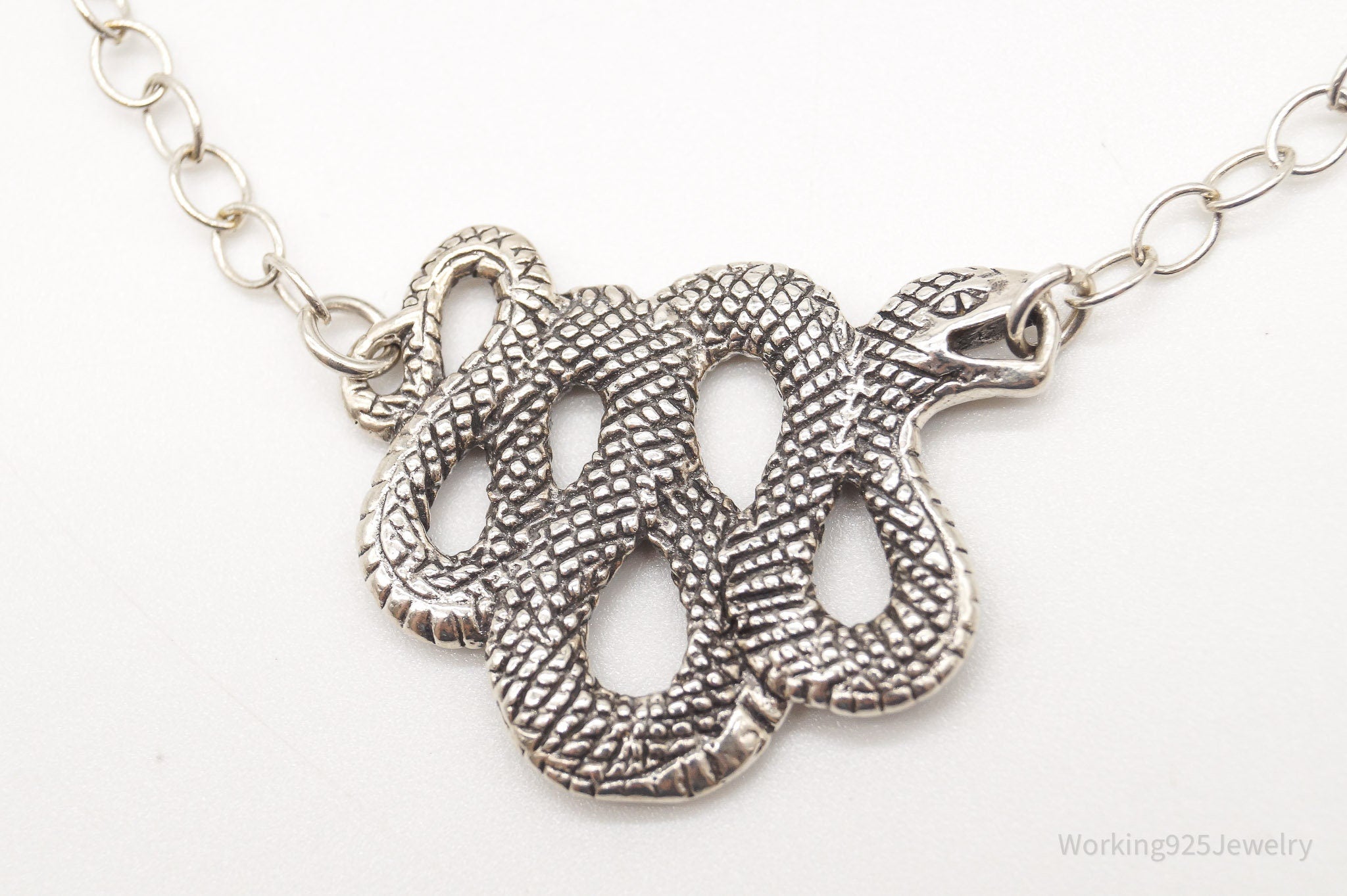 Vintage Snake Sterling Silver Chainlink Anklet / Bracelet