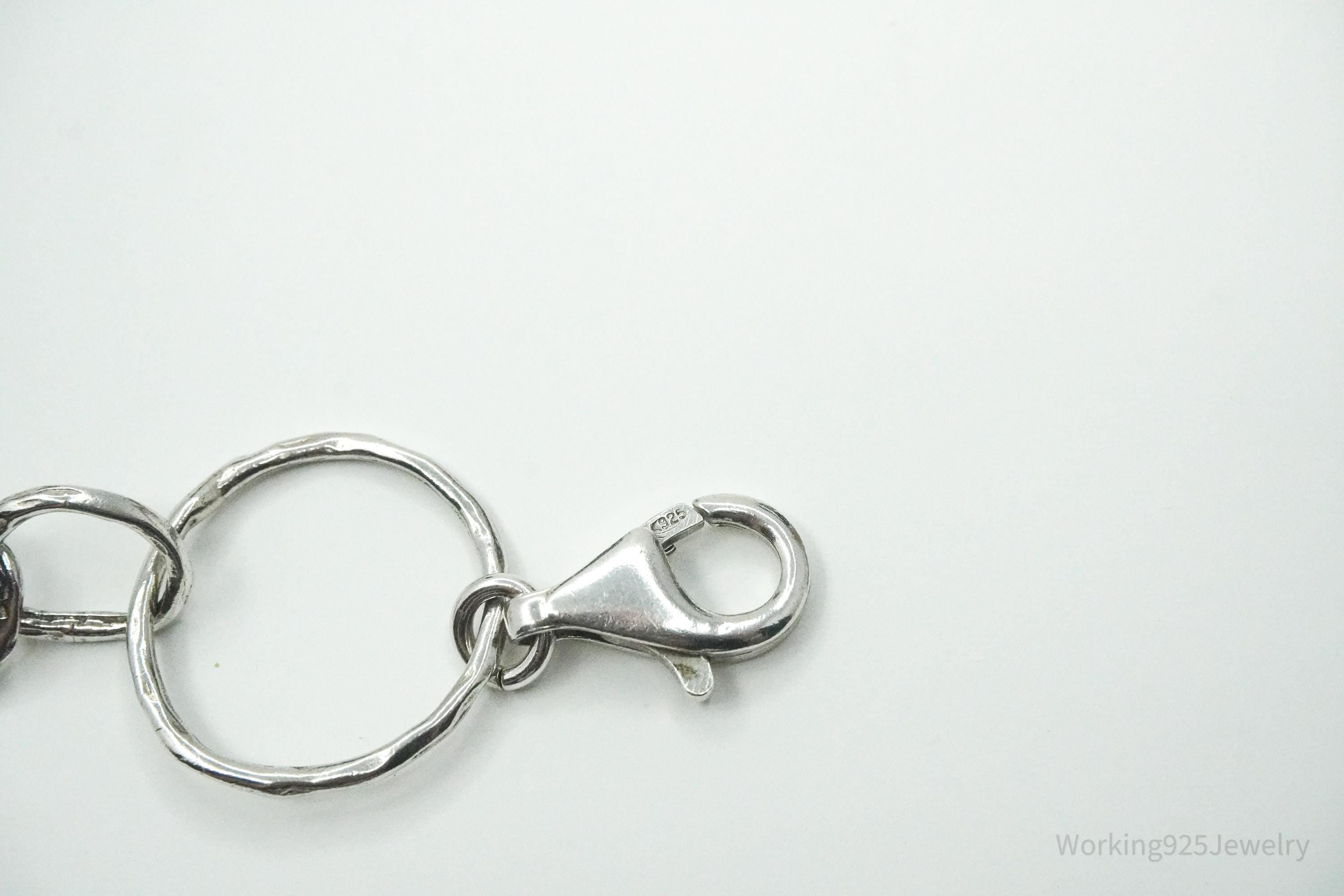 Vintage Designer Silpada Retired Paper Chain Hammered Sterling Silver Bracelet 8.75"