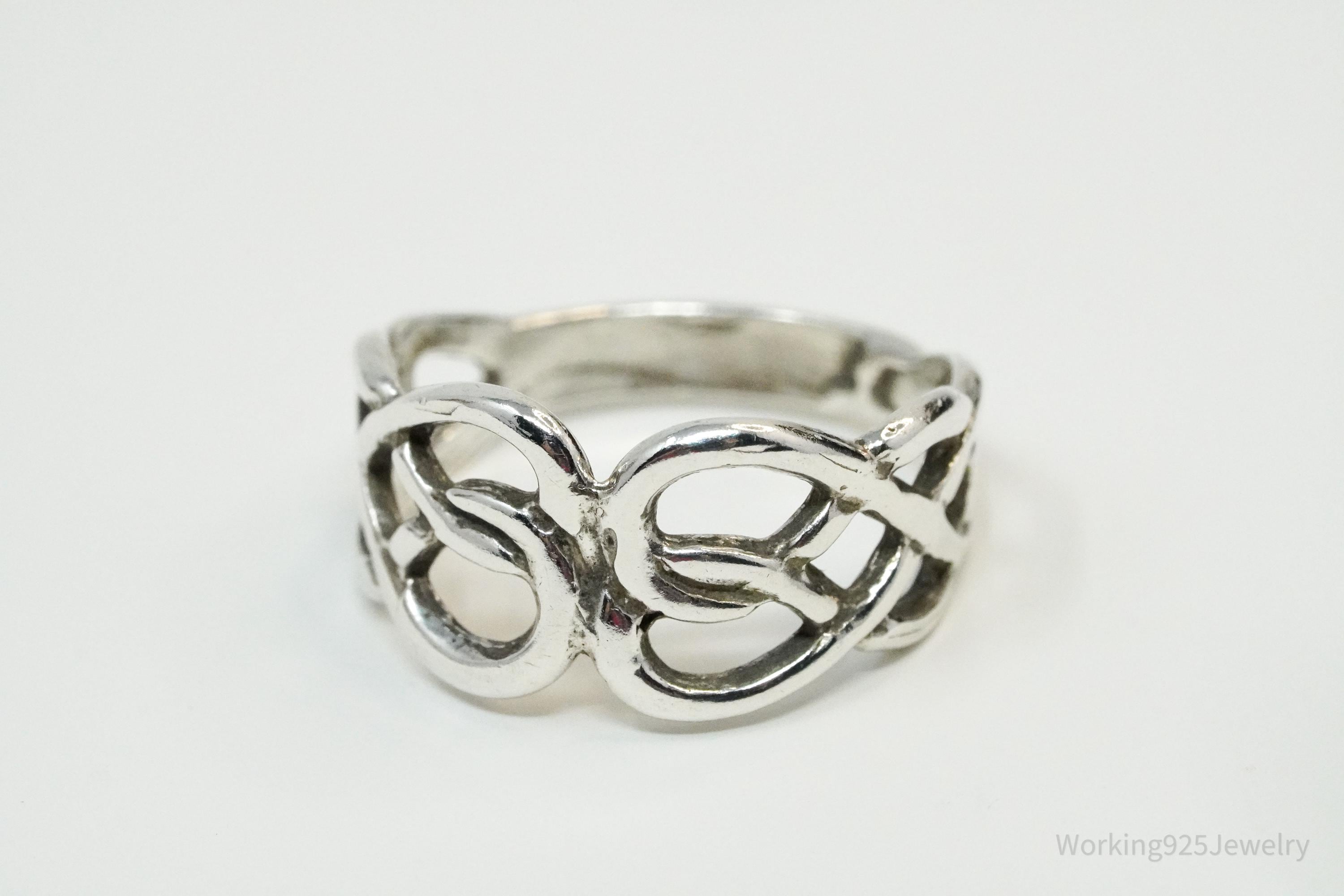 Vintage Celtic Knots Sterling Silver Ring - Size 7