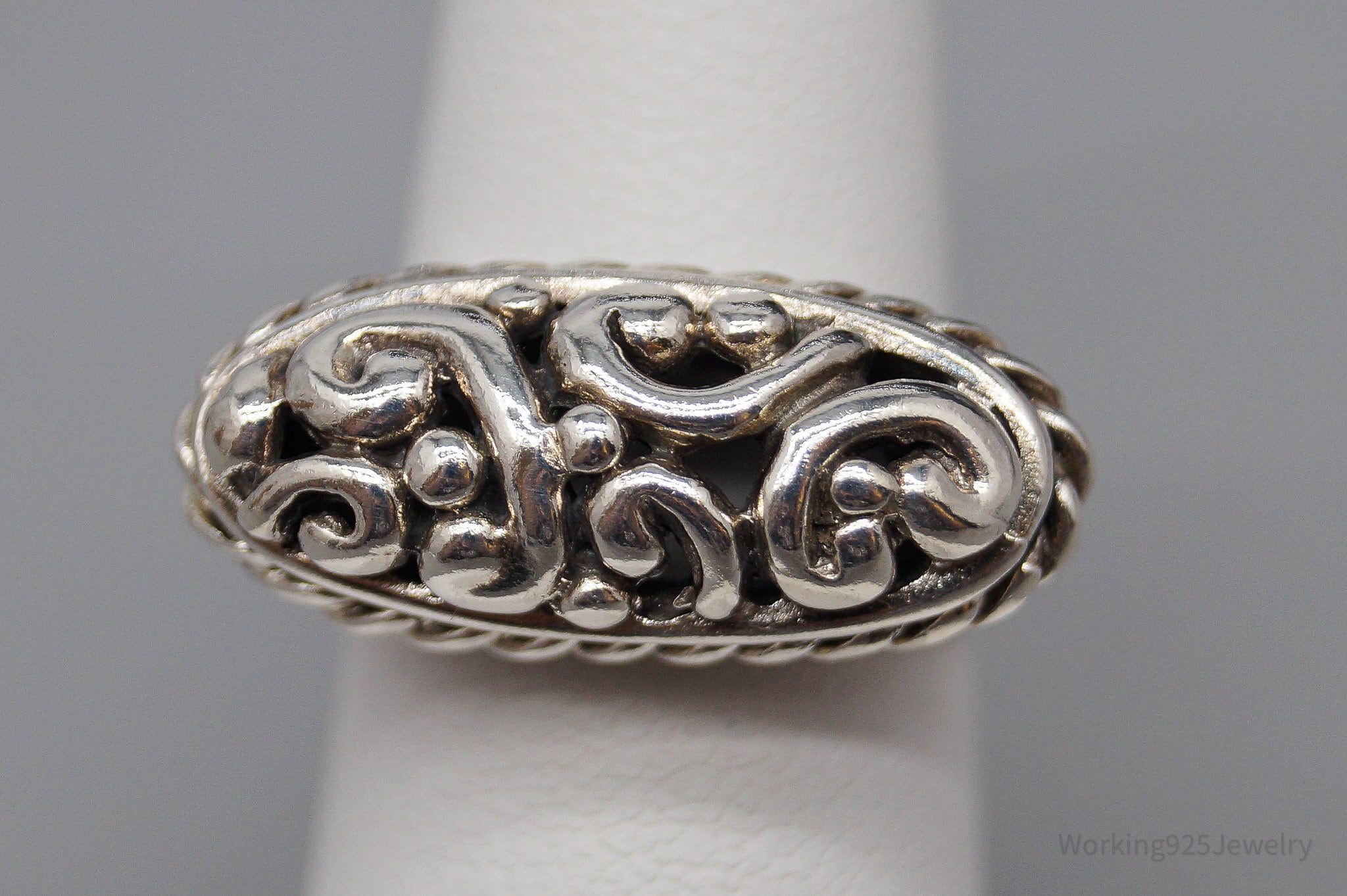 Vintage Puffy Swirls & Scrolls Sterling Silver Ring - Size 6