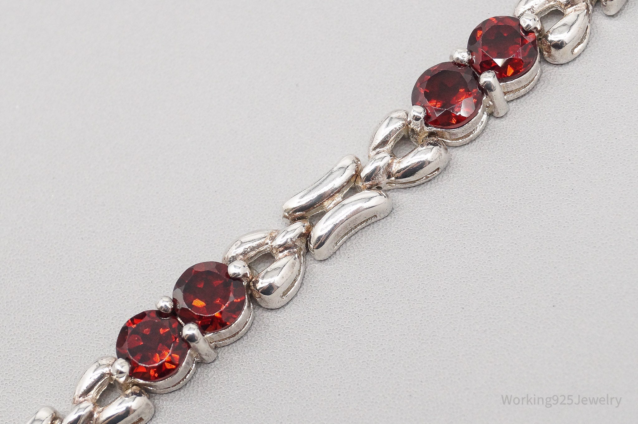 Vintage Red Garnet Sterling Silver Bracelet