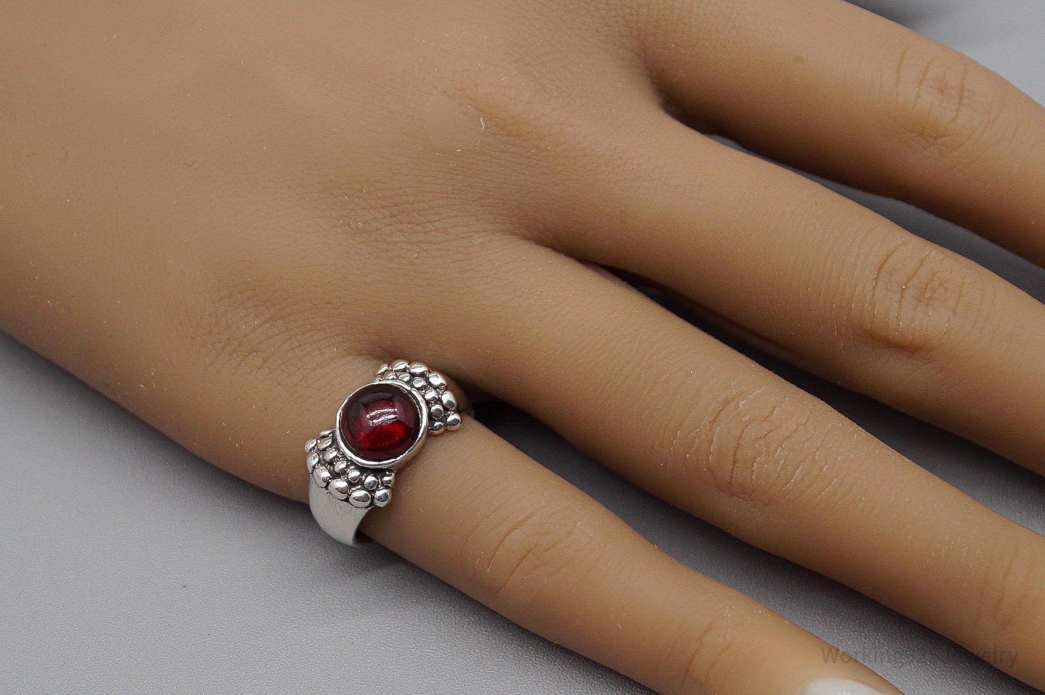 Vintage Rhodolite Garnet Sterling Silver Ring - Size 6.25