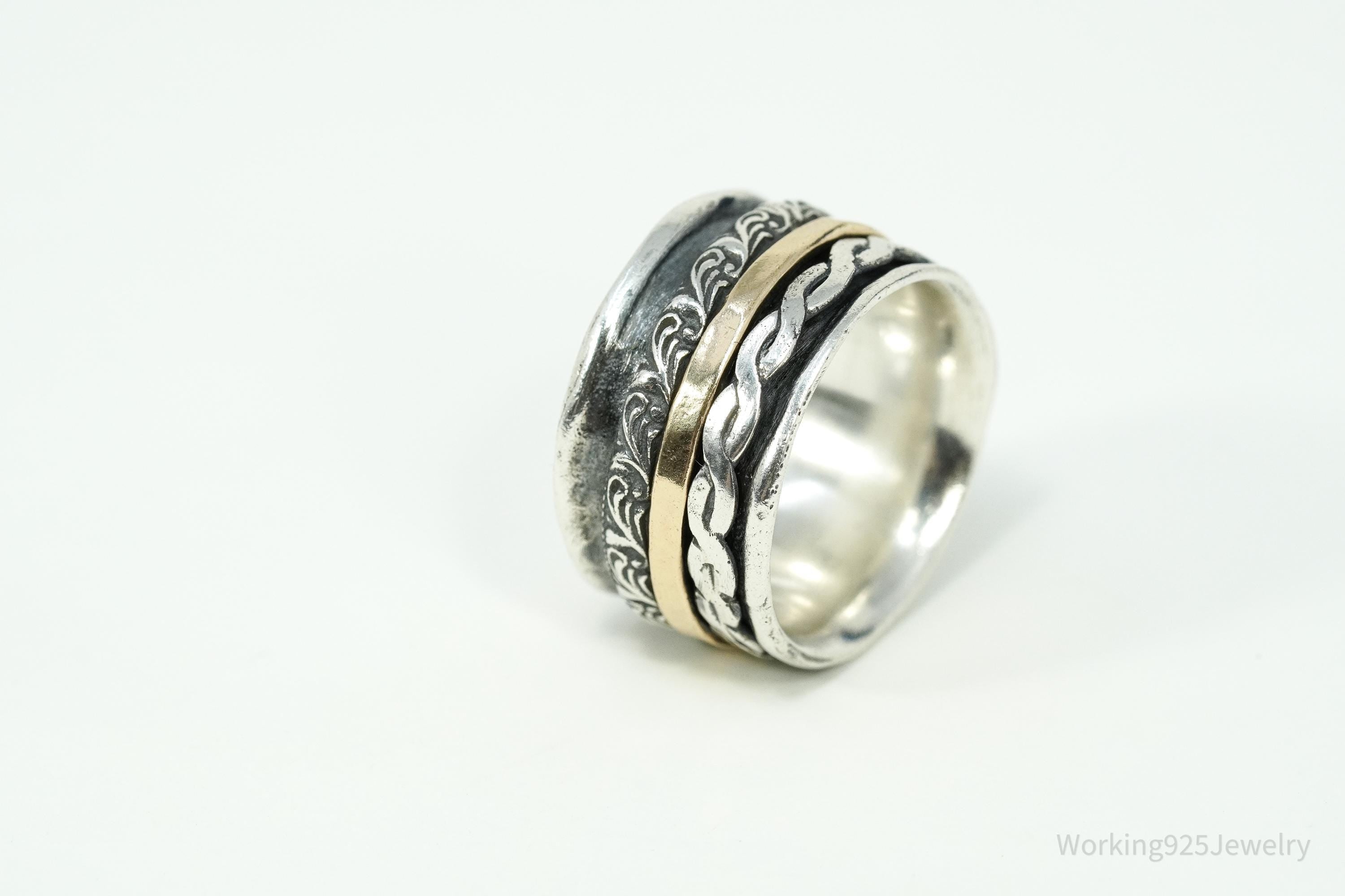 Vintage Gold Vermeil Sterling Silver Spinner Band Ring- Size 7.25