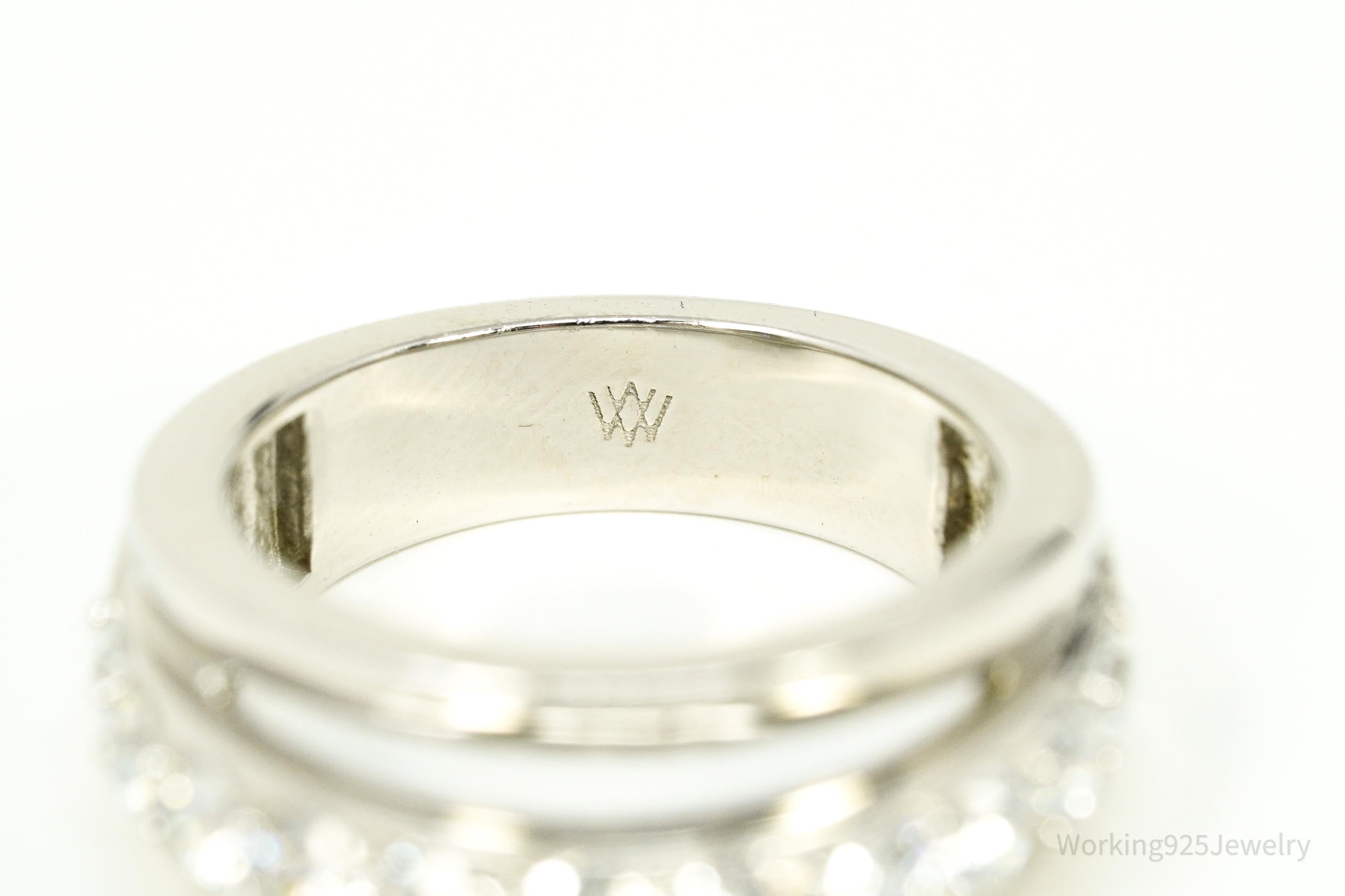 Vintage Cubic Zirconia Sterling Silver Band Ring - Size 6.25