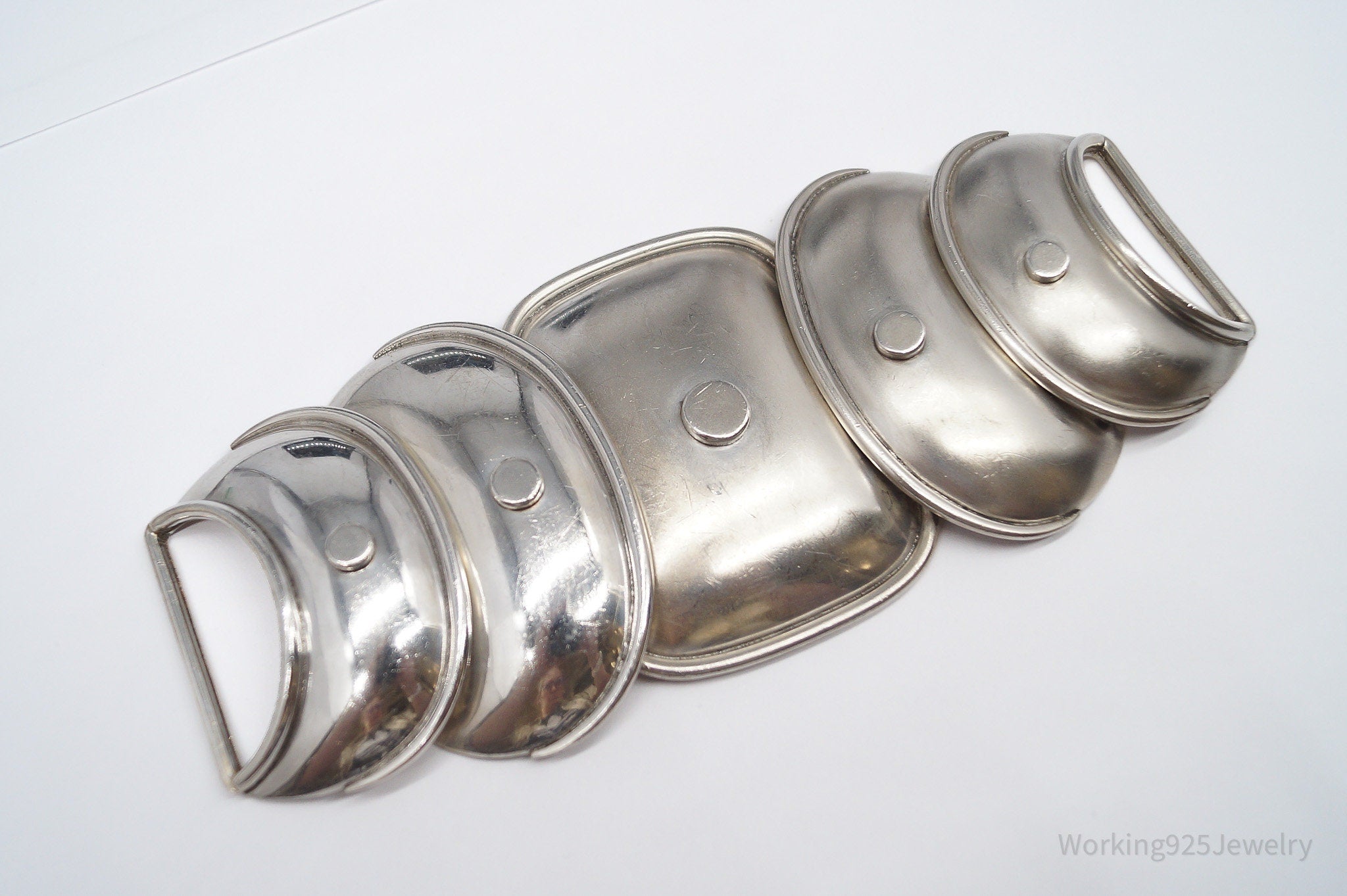 Large Vintage Mexico Modernist Hector Aguilar Armadillo Sterling Silver Belt Buckle