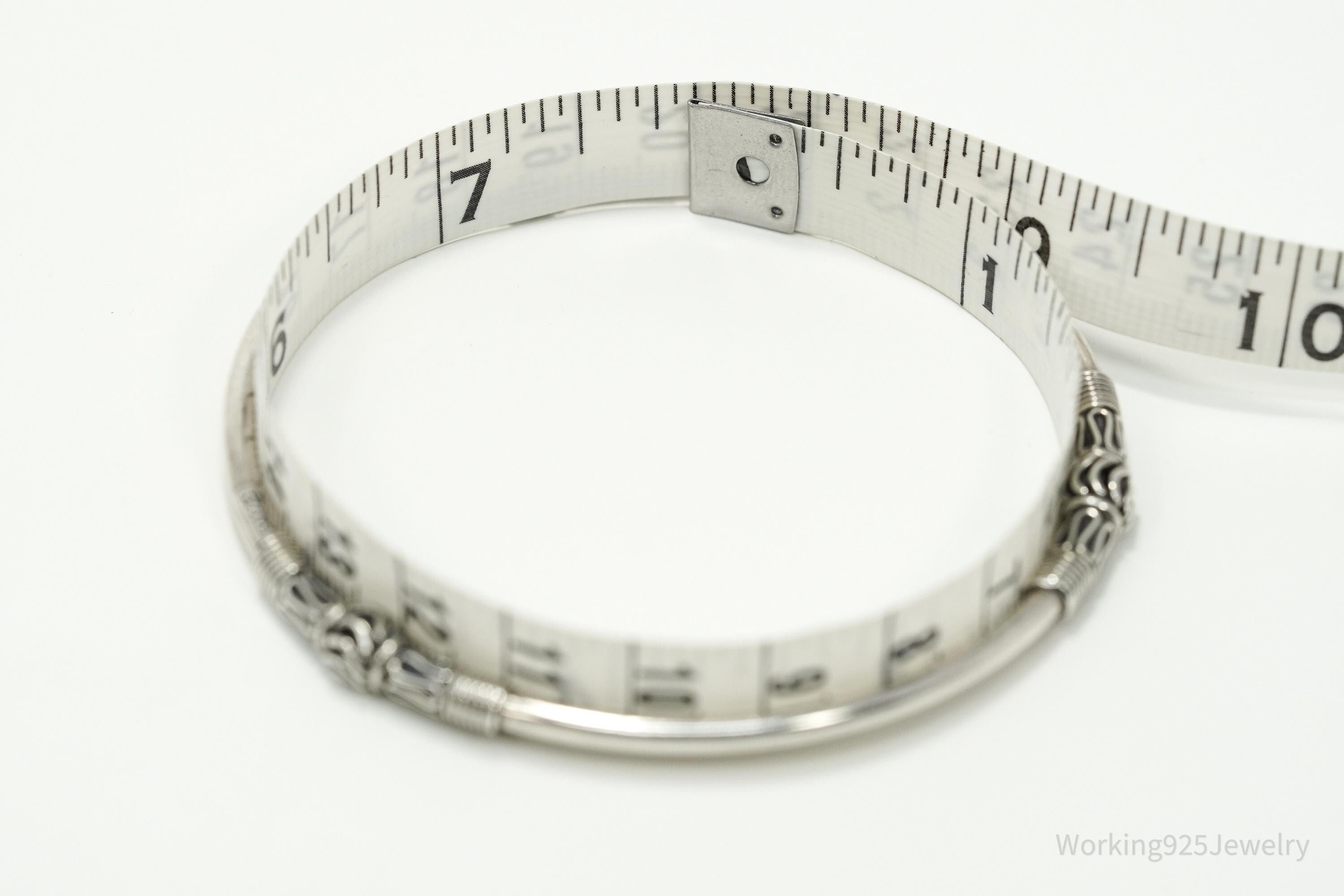 Vintage Designer BA Suarti Sterling Silver Bangle Bracelet 7 7/8"