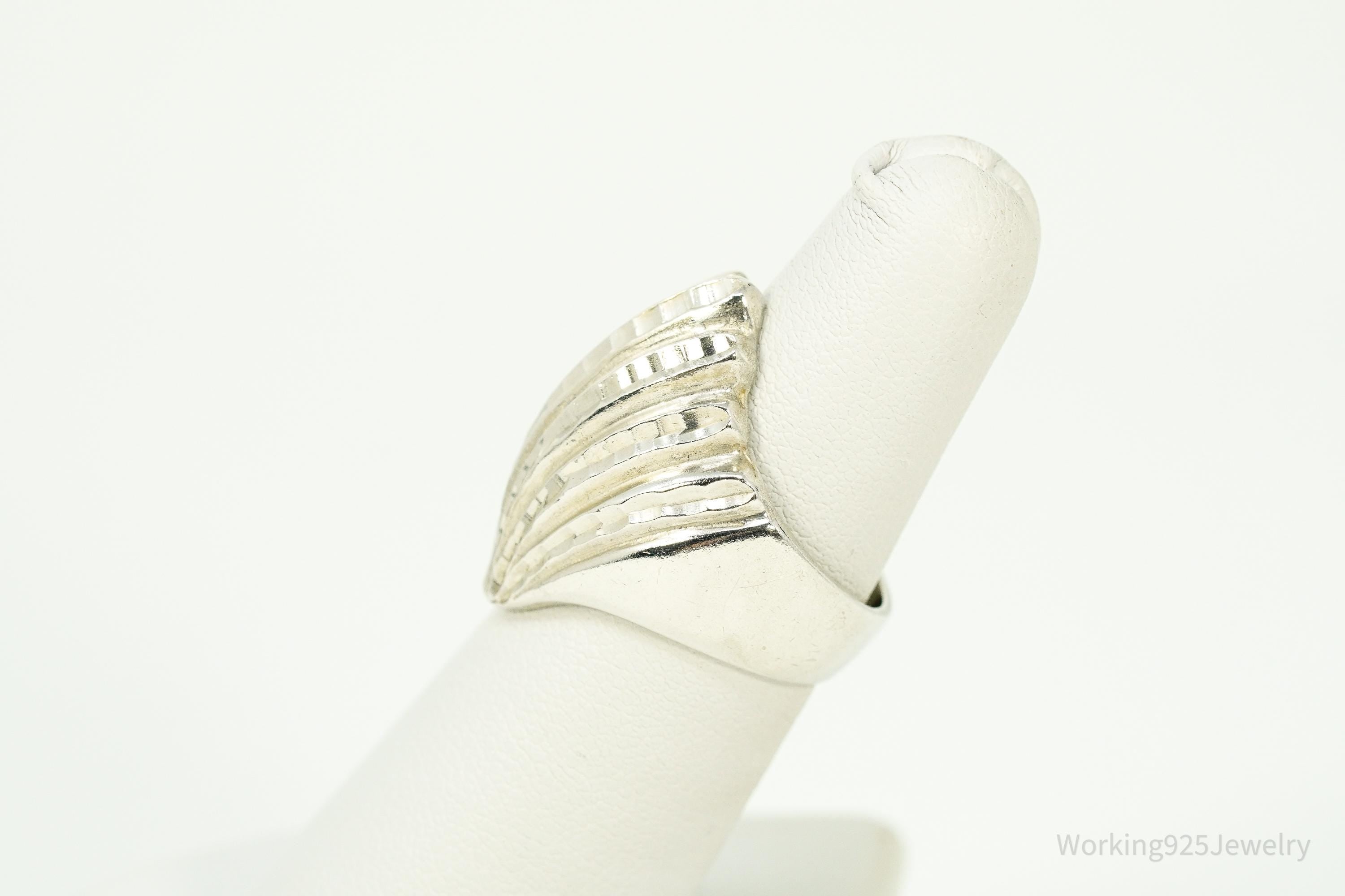 Vintage Mexico Art Deco Style Sterling Silver Ring - Size 6