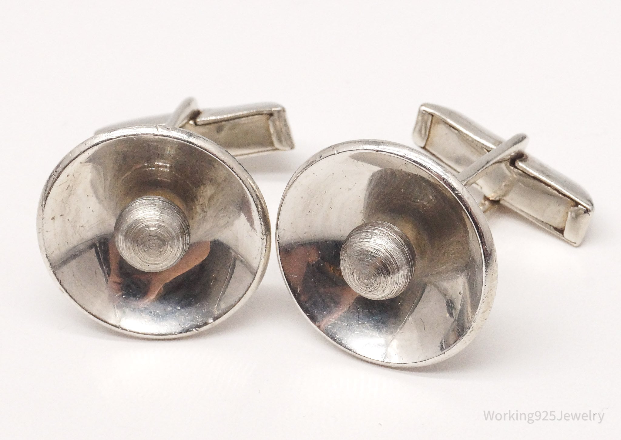 Rare Vintage Sigi Tasco Pineda Mexico Modernist Sterling Silver Cufflinks #17