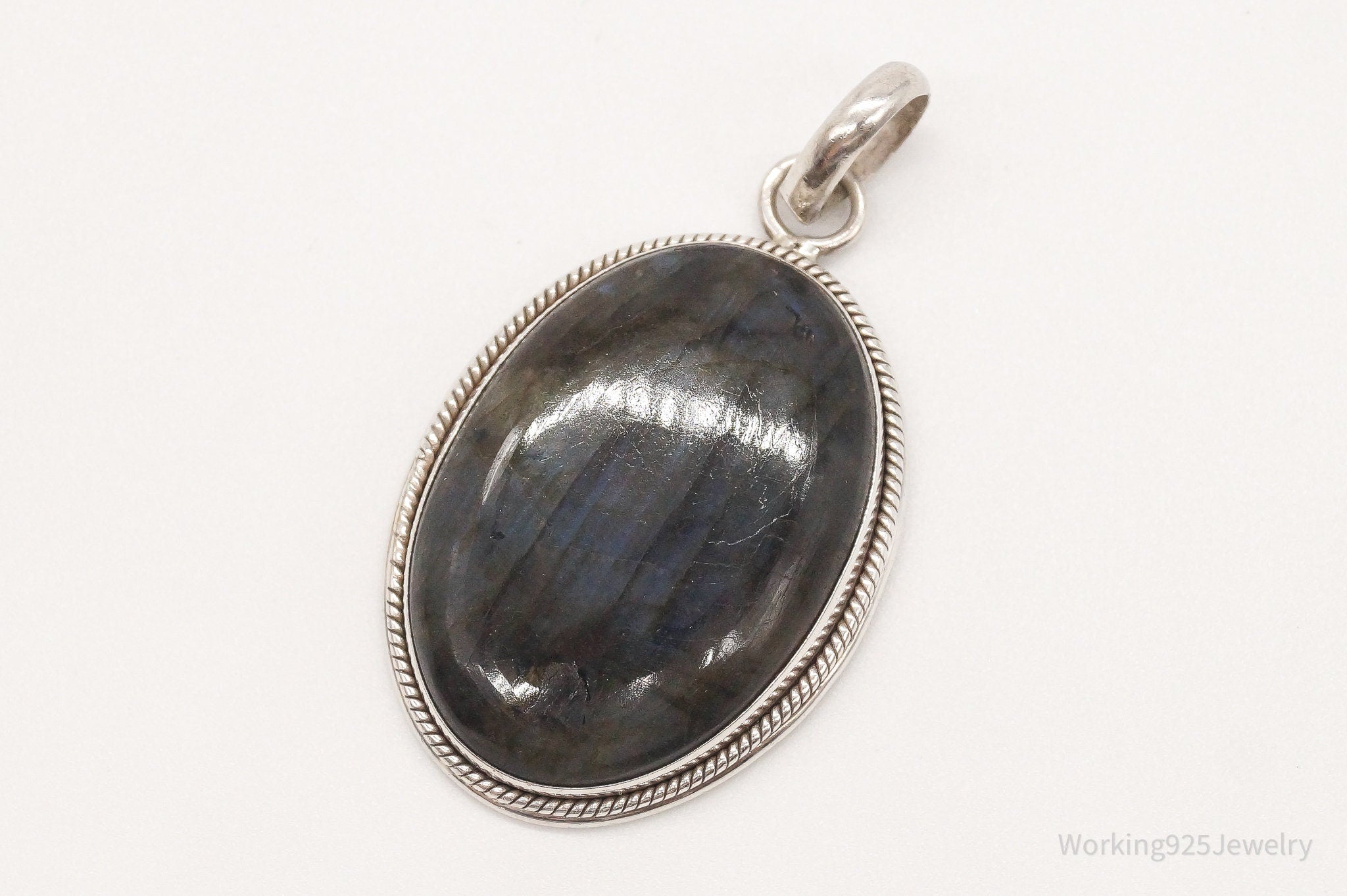 Vintage Large Labradorite Sterling Silver Pendant