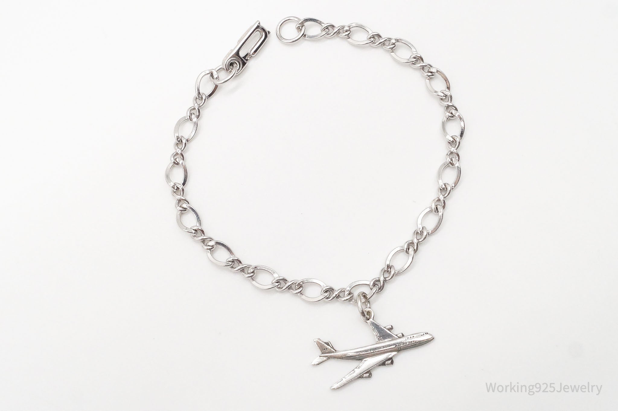 Vintage "Boeing 747" Charm Sterling Silver Bracelet