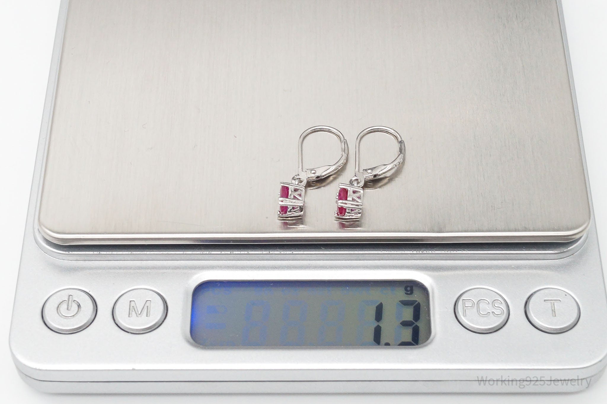 Vintage Ruby Sterling Silver Earrings