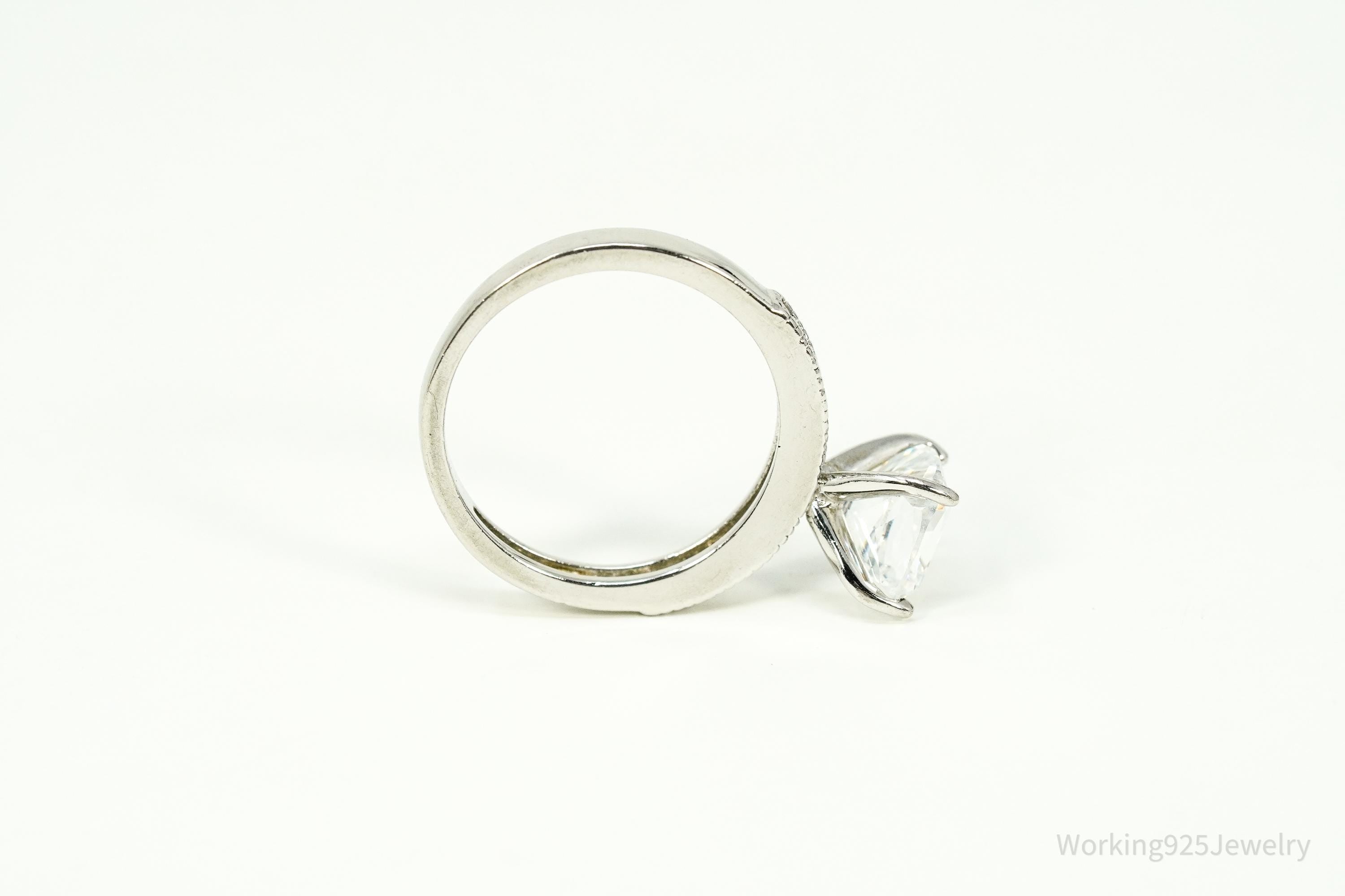 Vintage Cubic Zirconia Sterling Silver Ring - Size 6