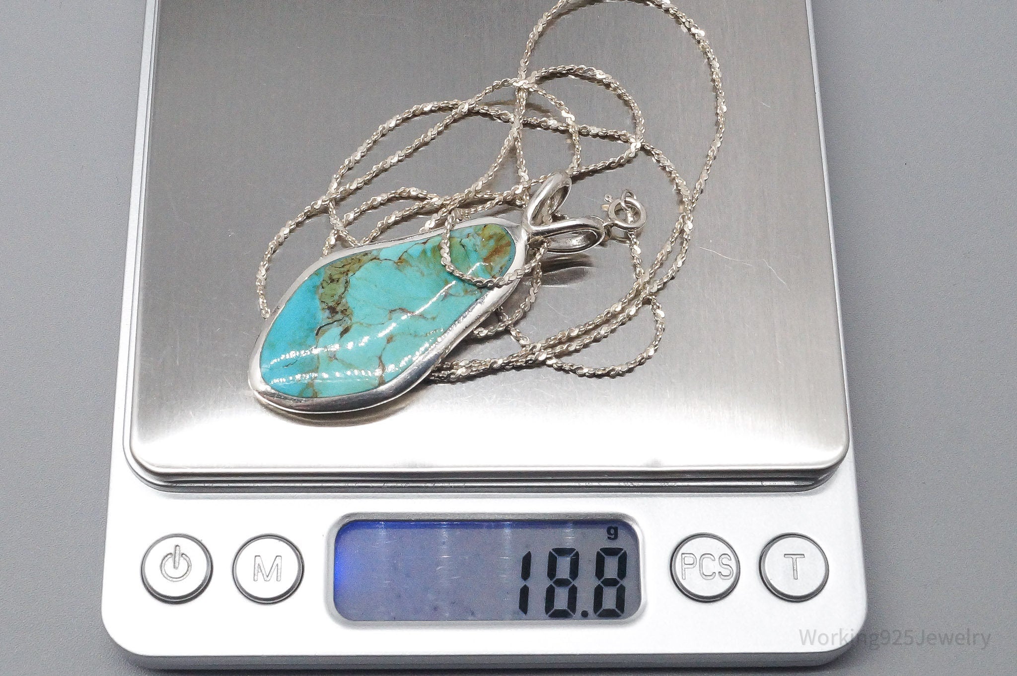 Vintage BARSE Turquoise Sterling Silver Necklace 31"