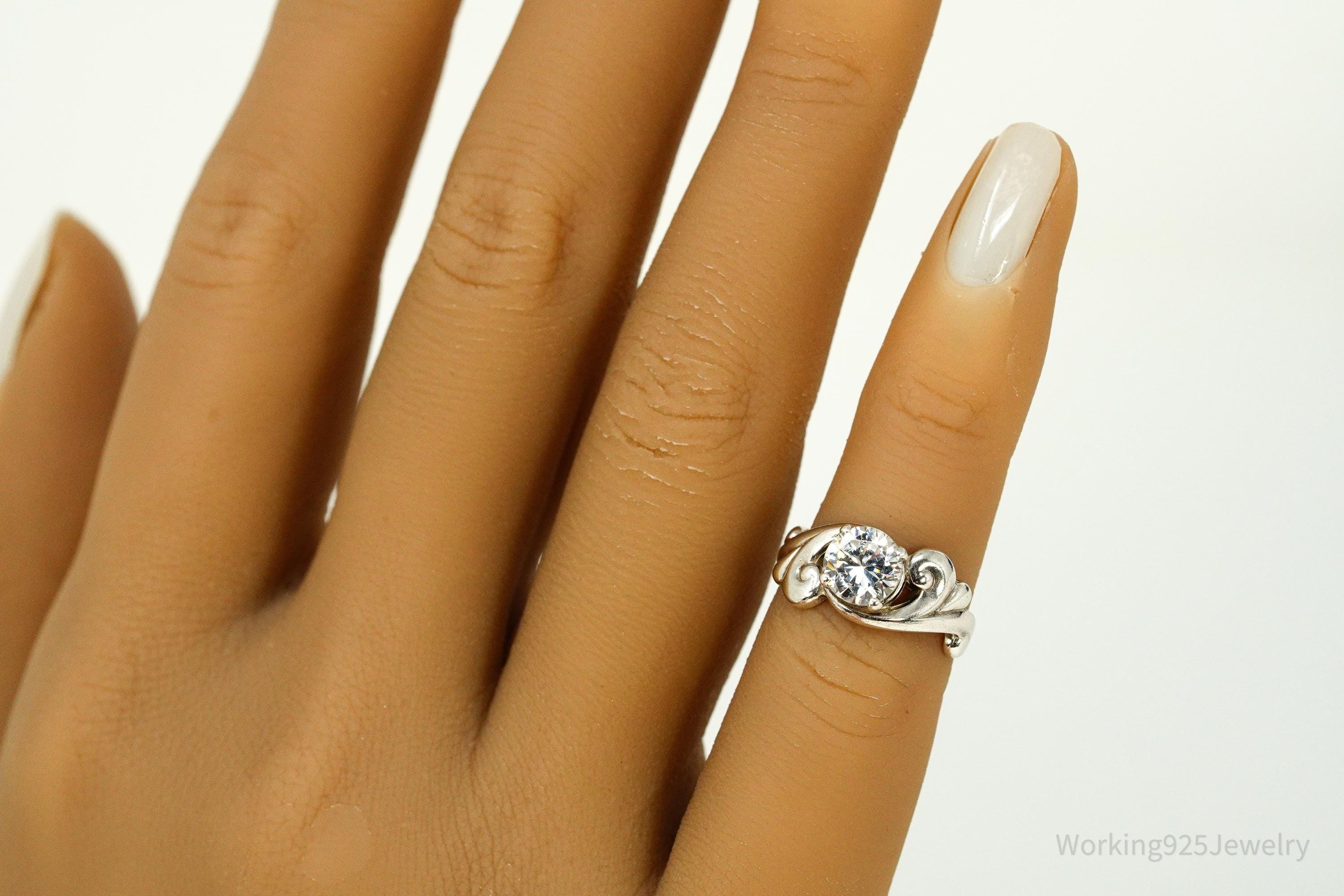 Vintage KABANA Diamonique Cubic Zirconia Sterling Silver Ring - Size 2.75
